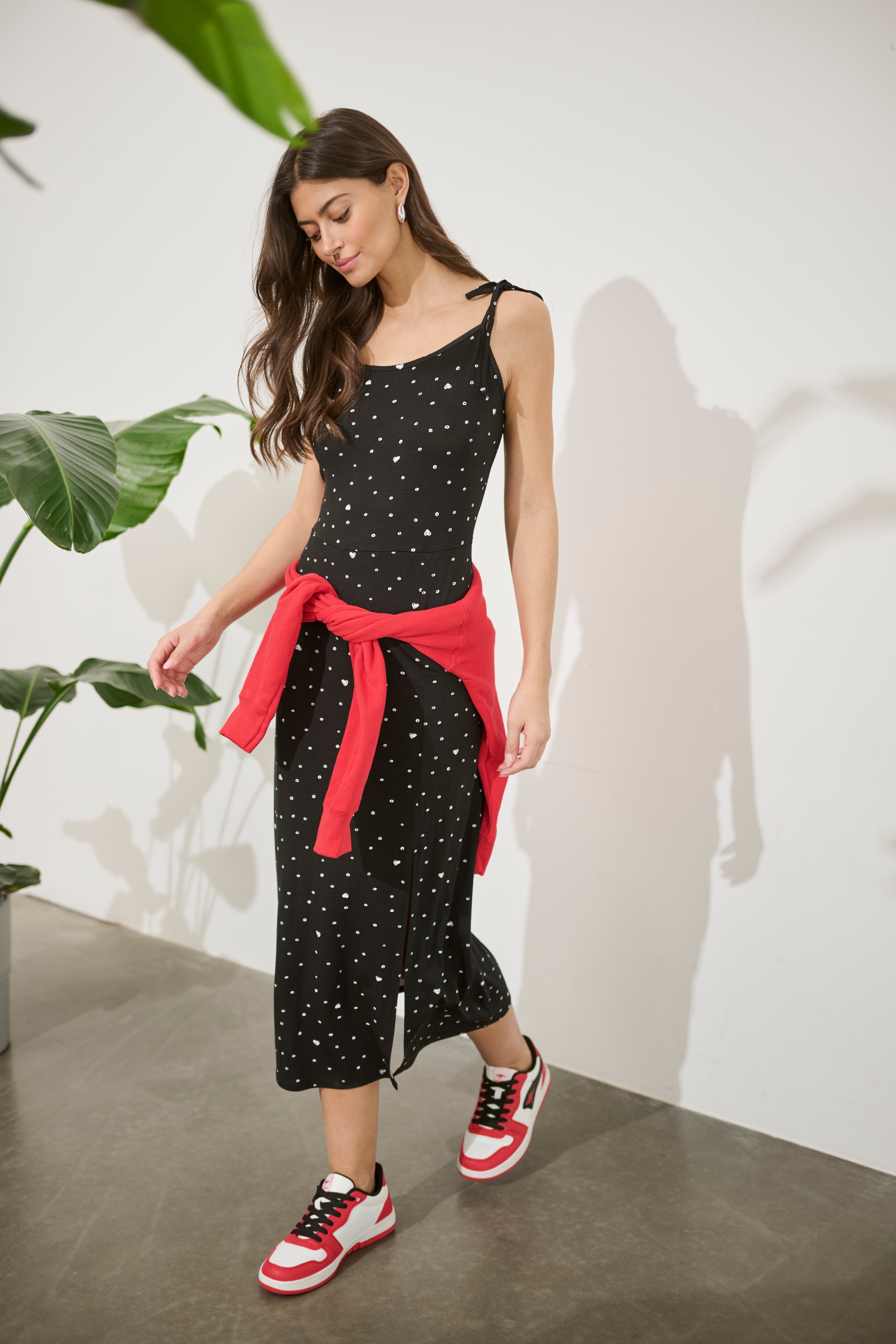 KangaROOS Midikleid, mit Spaghetti-Trägern und Schlitz am Saum