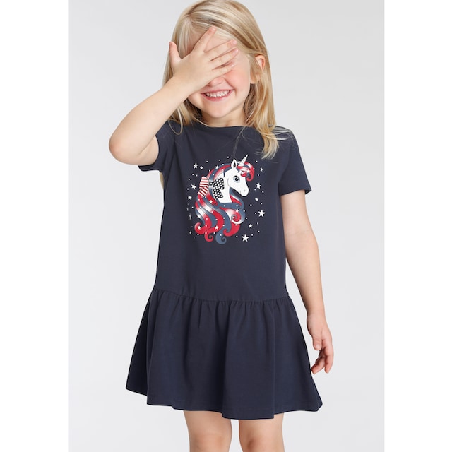 KIDSWORLD Jerseykleid »Einhorn«, mit süßem Volant am Saum online bestellen  | BAUR