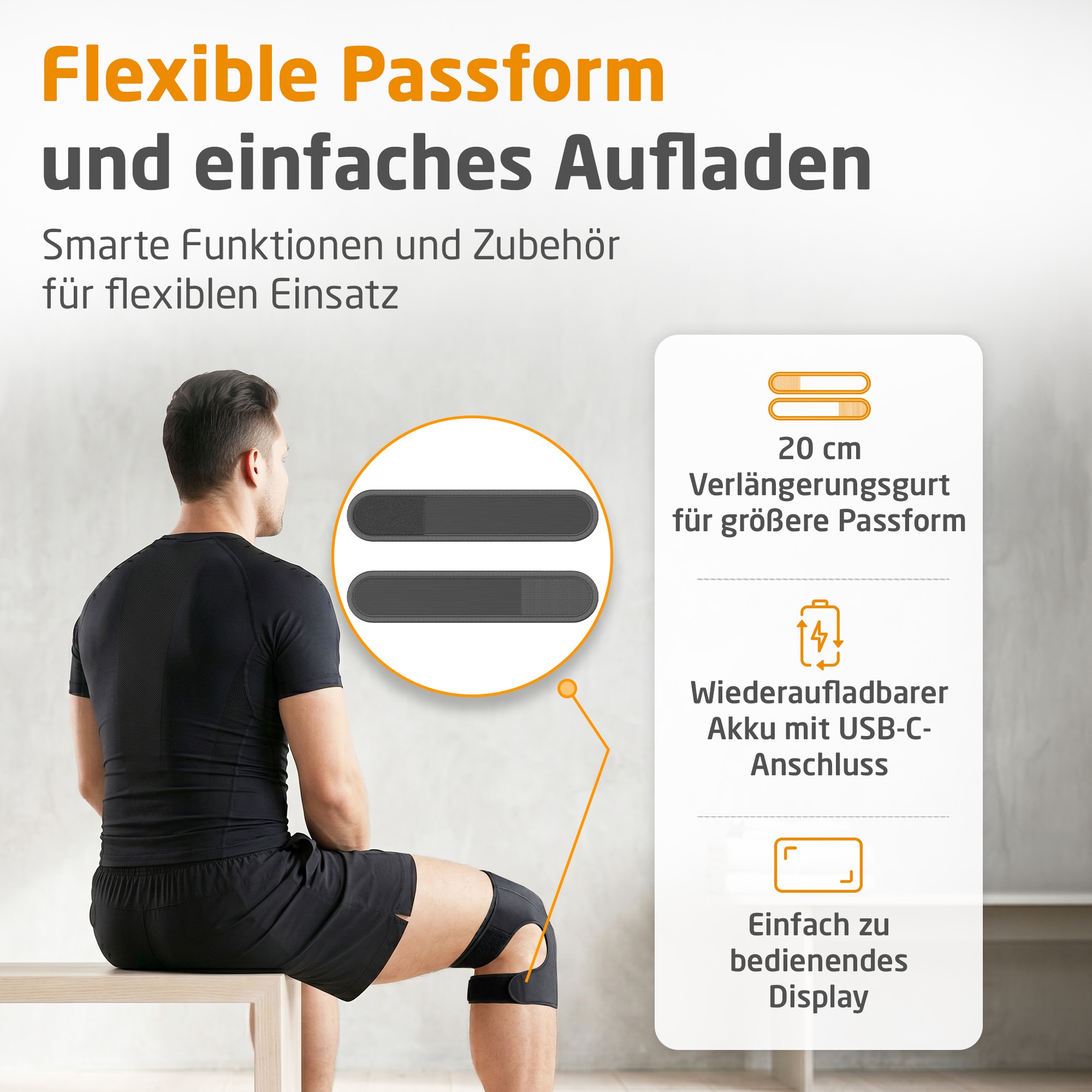 Medisana Massagegerät »KM 100, kabelloses Vibrations-Knie-Massagegerät bei Kniebeschwerden« 3 Wärmestufen, 5 Intensitäten, zuschaltbare Wärmefunktion