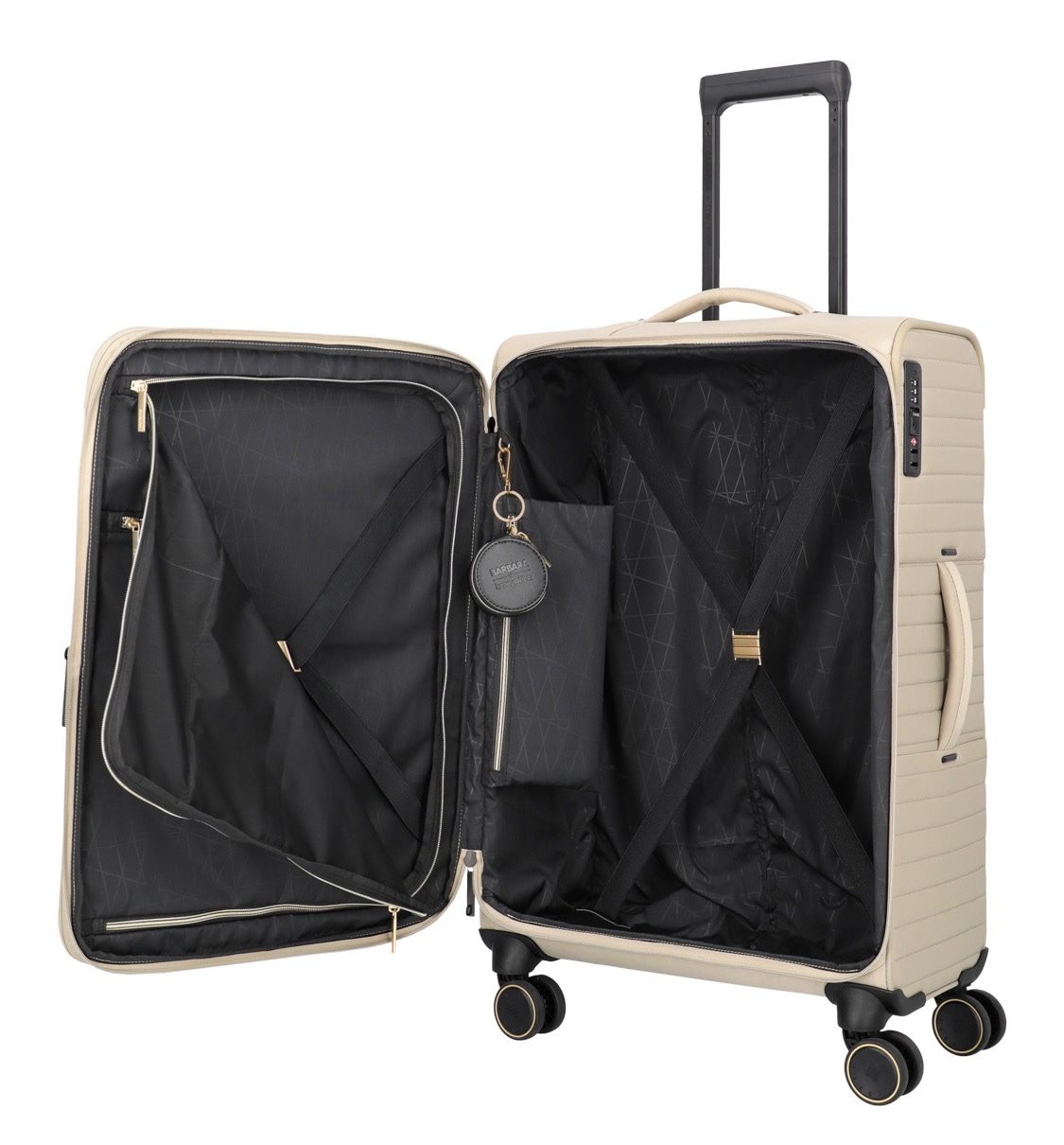 travelite Weichgepäck-Trolley »BARBARA & travelite | BARBARA STEPP, verschiedene Größen und Farben«, 4 Rollen, Weichgepäck-Koffer Schlüsselanhänger Volumenerweiterung bei S/M