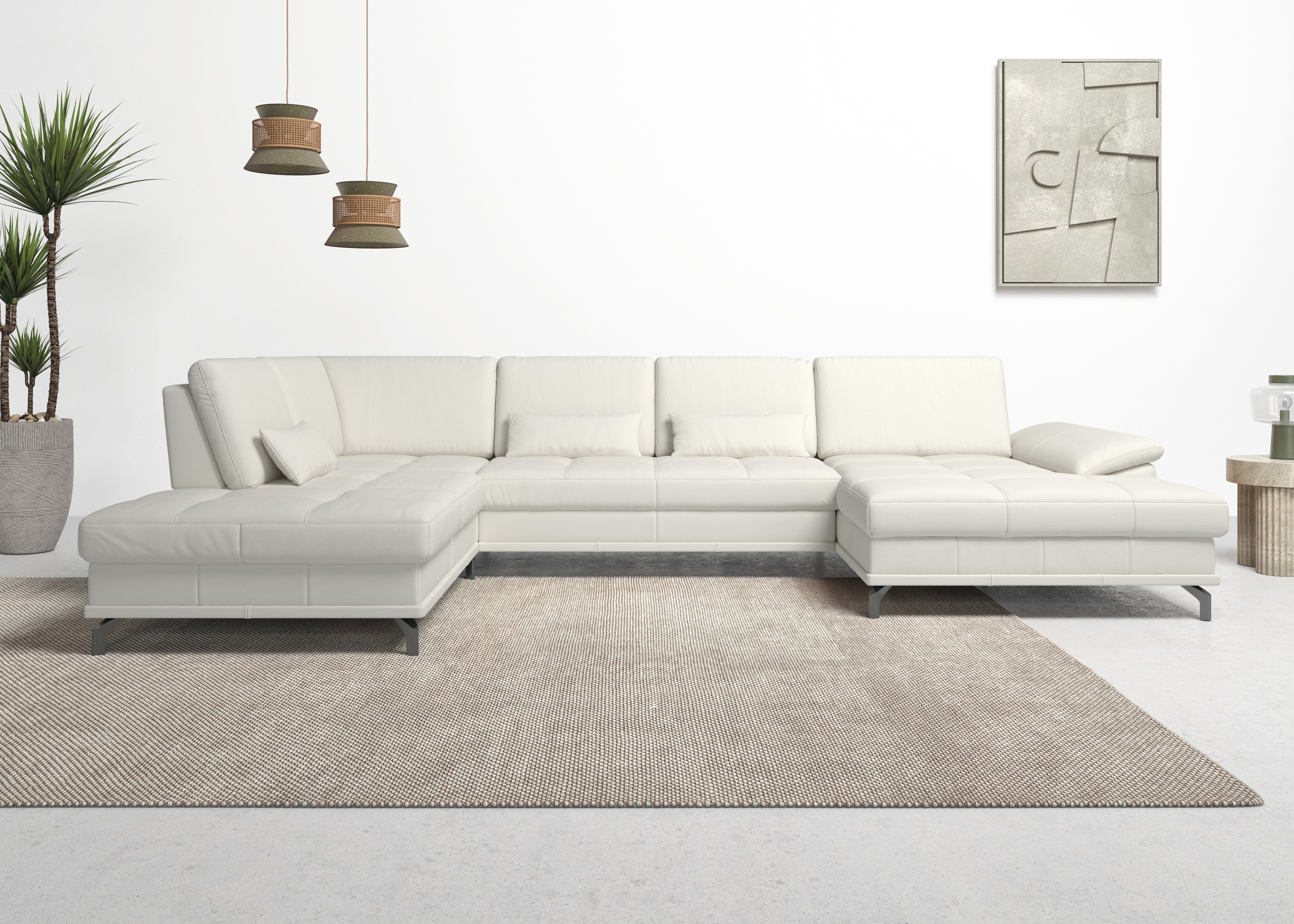 OTTO home Wohnlandschaft "Costello U-Form, B: 363 cm mit Sitztiefen-, Armteilverstellung &" 3 Nierenkissen, optional Schlaffunktion & Bettkasten