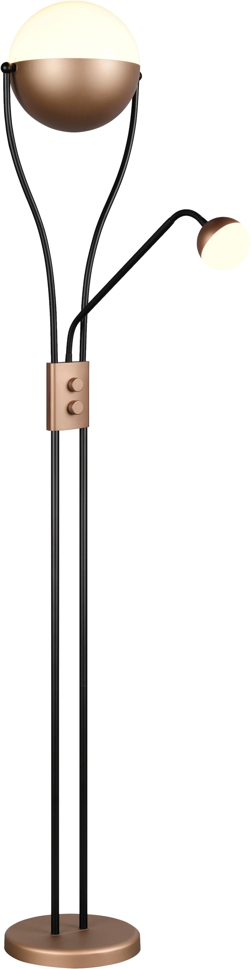 TRIO Leuchten LED Stehlampe »CHRIS, LED Stehleuchte Höhe 180cm, mit Lesearm, Drehdimmer«, 2 flammig, Leuchtmittel LED-Board-LED-Board | LED fest integriert-LED fest integriert, flexibles Leselicht getrennt schalten + dimmen, warmweißes Licht 3000K