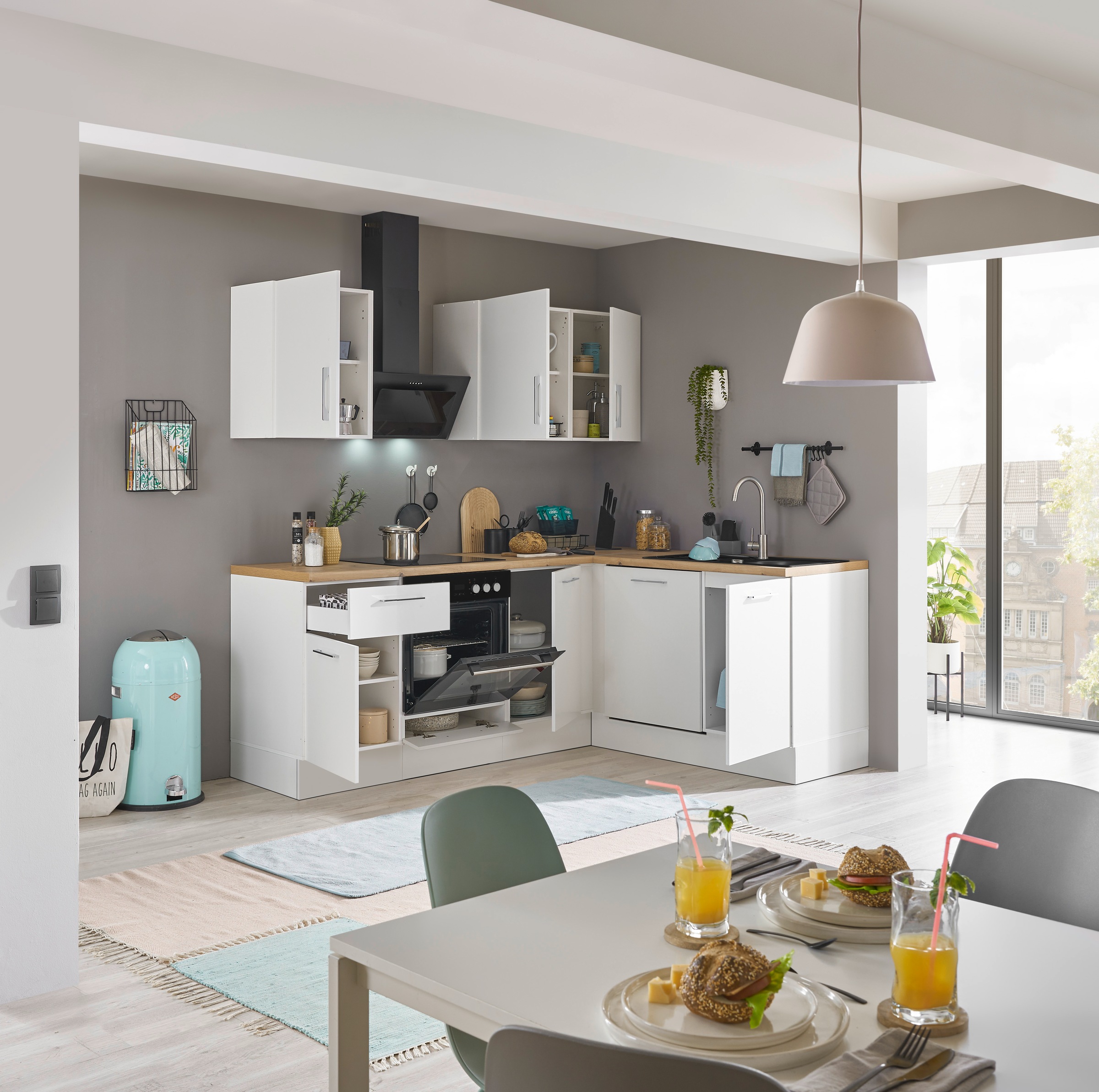BASIC by Balculina Winkelküche »Turin«, Stellmaße 220x175 cm, wahlweise mit E-Geräten