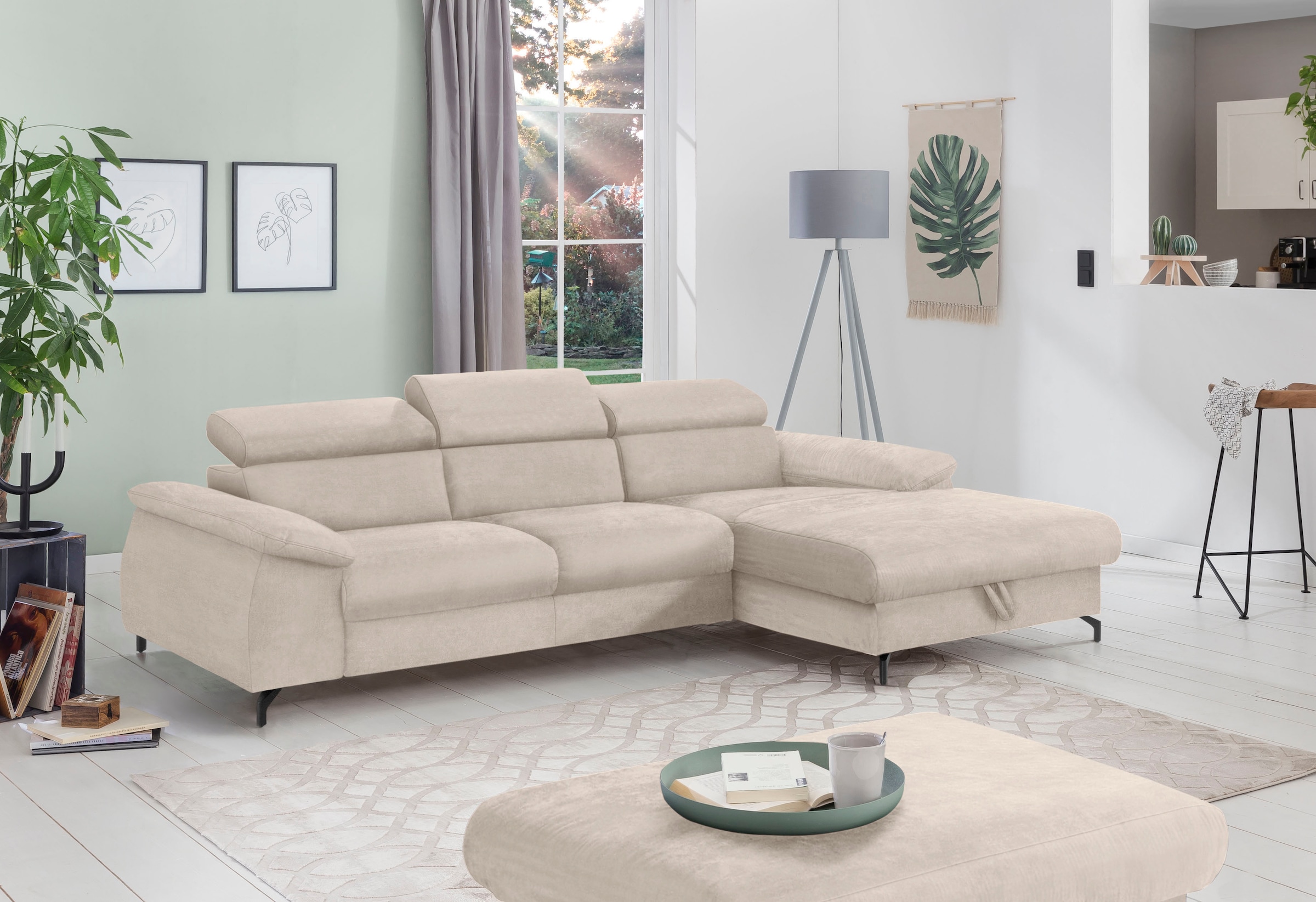 COTTA Ecksofa »Kitty L-Form, B: 242 cm« mit Kopfteilverstellung, optional Schlaffunktion & Bettkasten