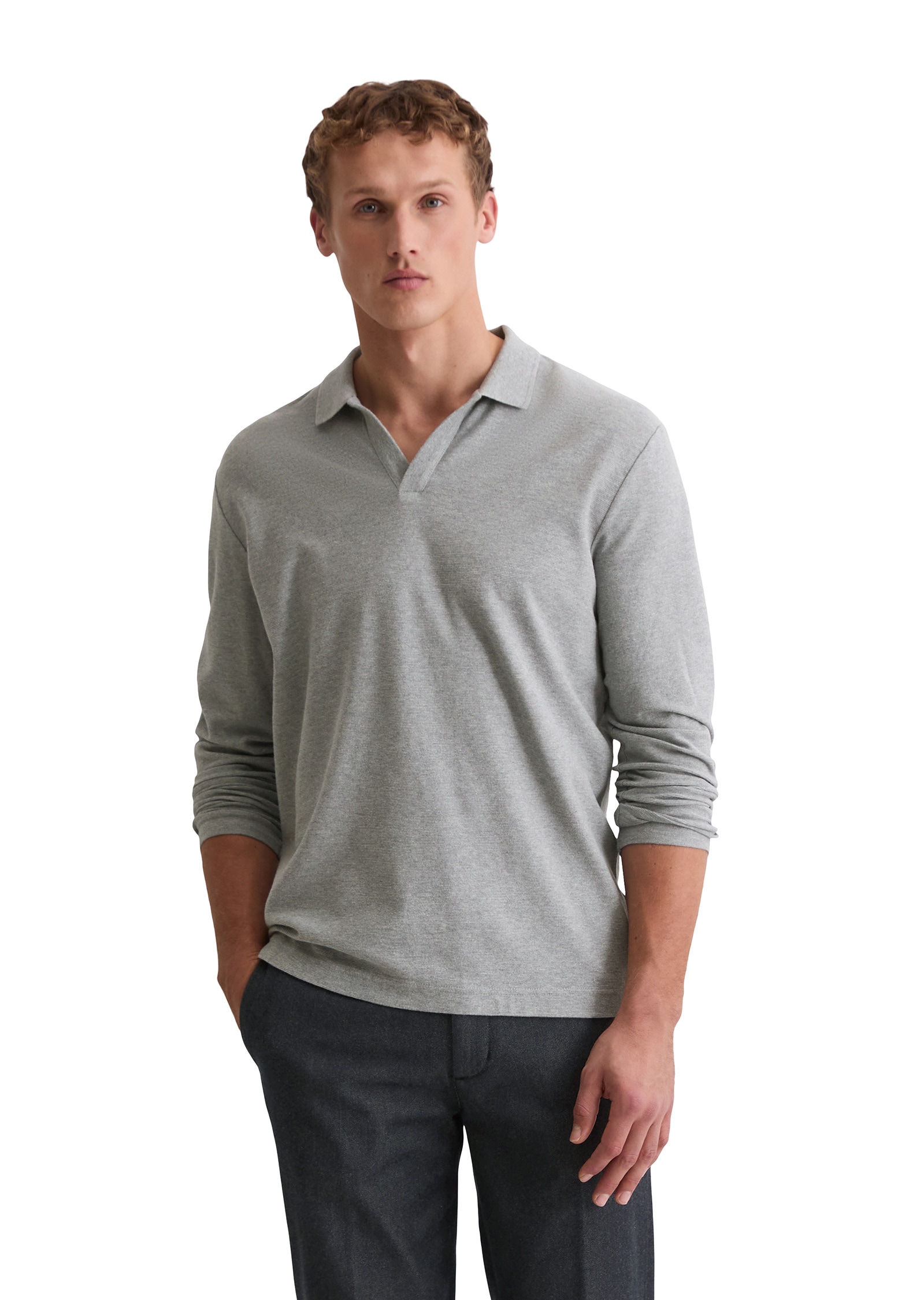 Marc OPolo Langarm-Poloshirt "aus weichem Bio-Baumwoll-Jersey" günstig online kaufen