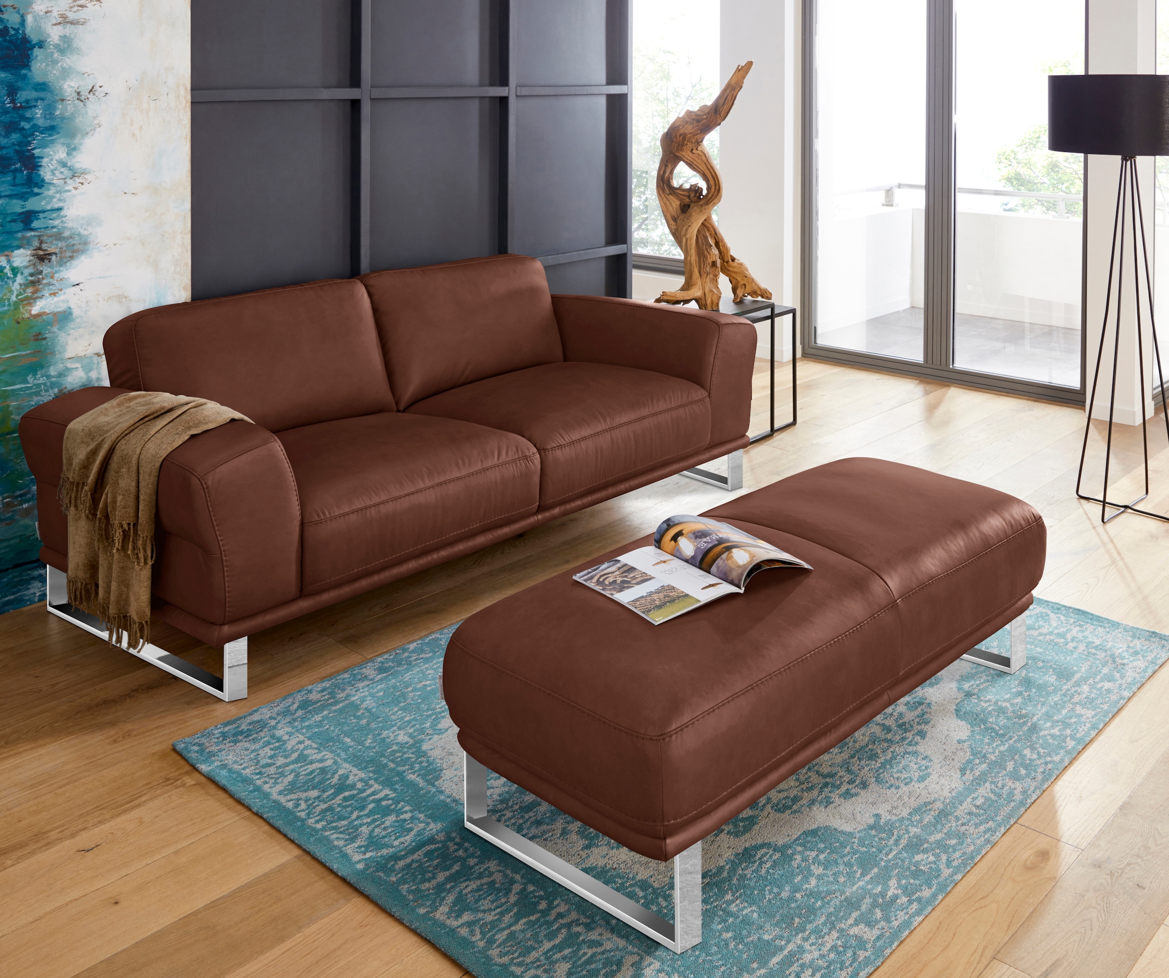 W.SCHILLIG 2,5-Sitzer »montanaa«, mit Metallkufen in Chrom glänzend, Breite 212 cm