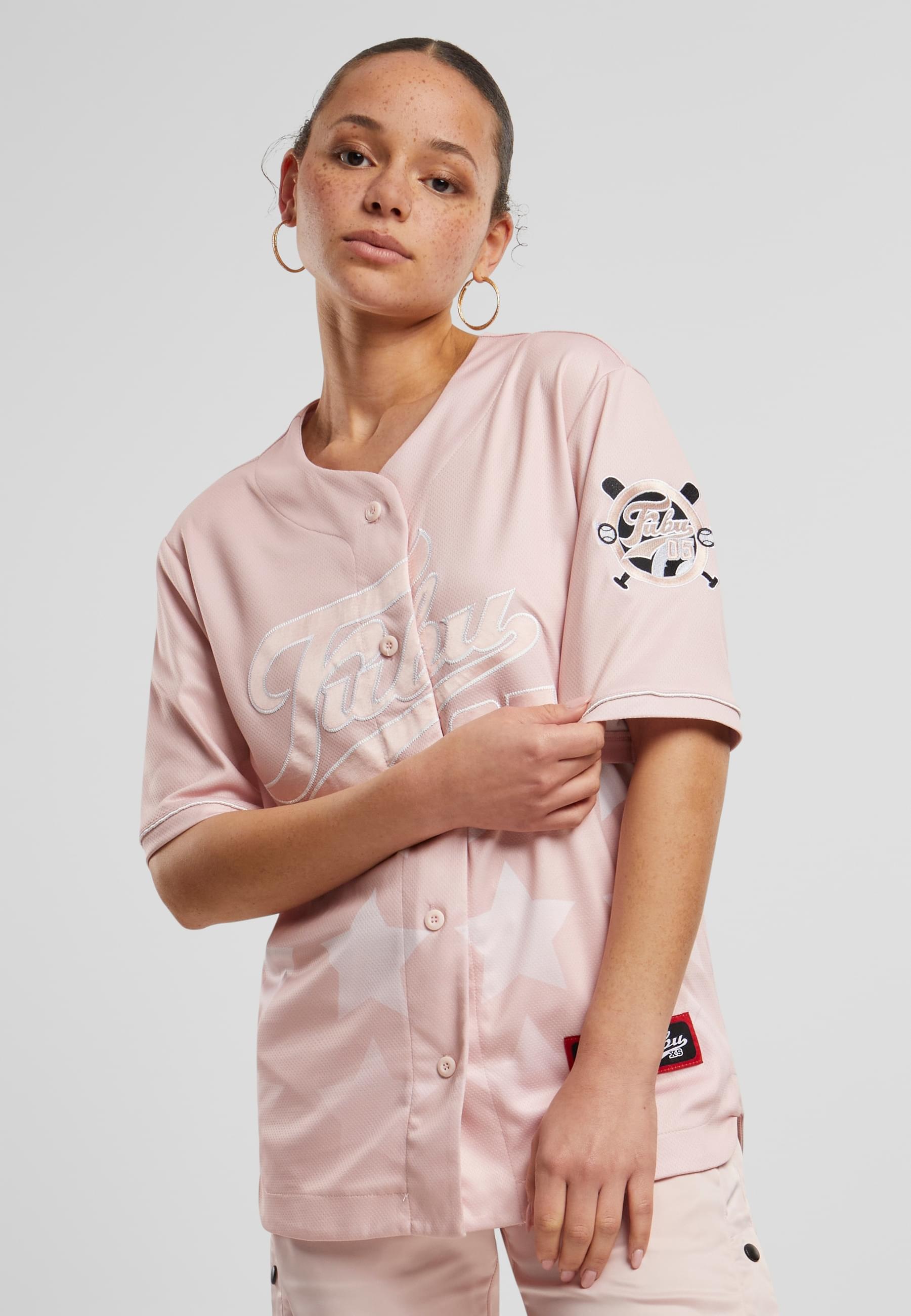 Fubu Karohemd »Fubu Damen FW221-006-1 Fubu Star Baseball Jersey Shirt«, (1 tlg.)