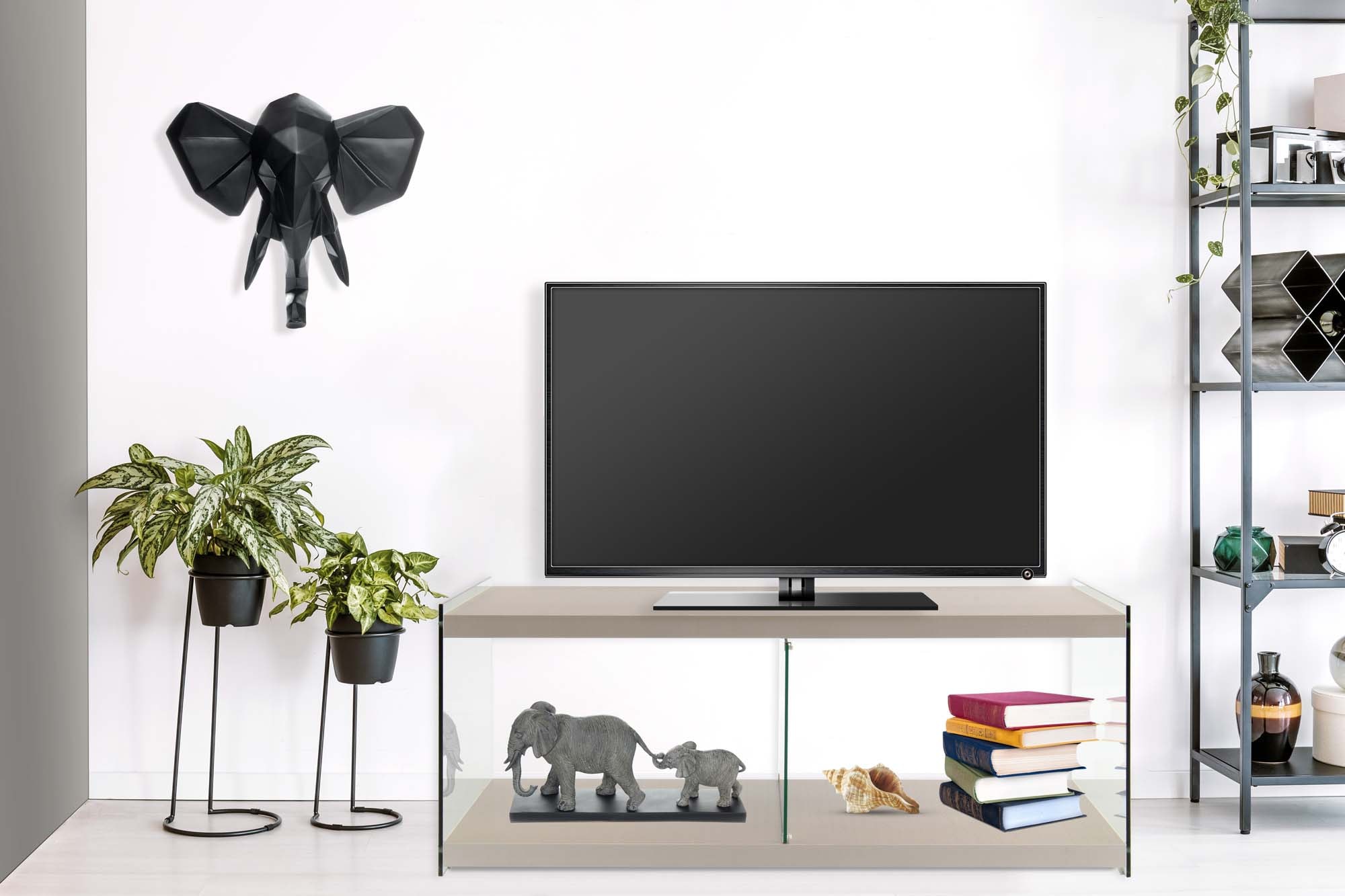 Kayoom TV-Schrank »TV-Tisch Elementary, eckige Form, viel Ablagefläche«, (1 St.), TV-Tisch, gehärtetes Glas, pflegeleicht