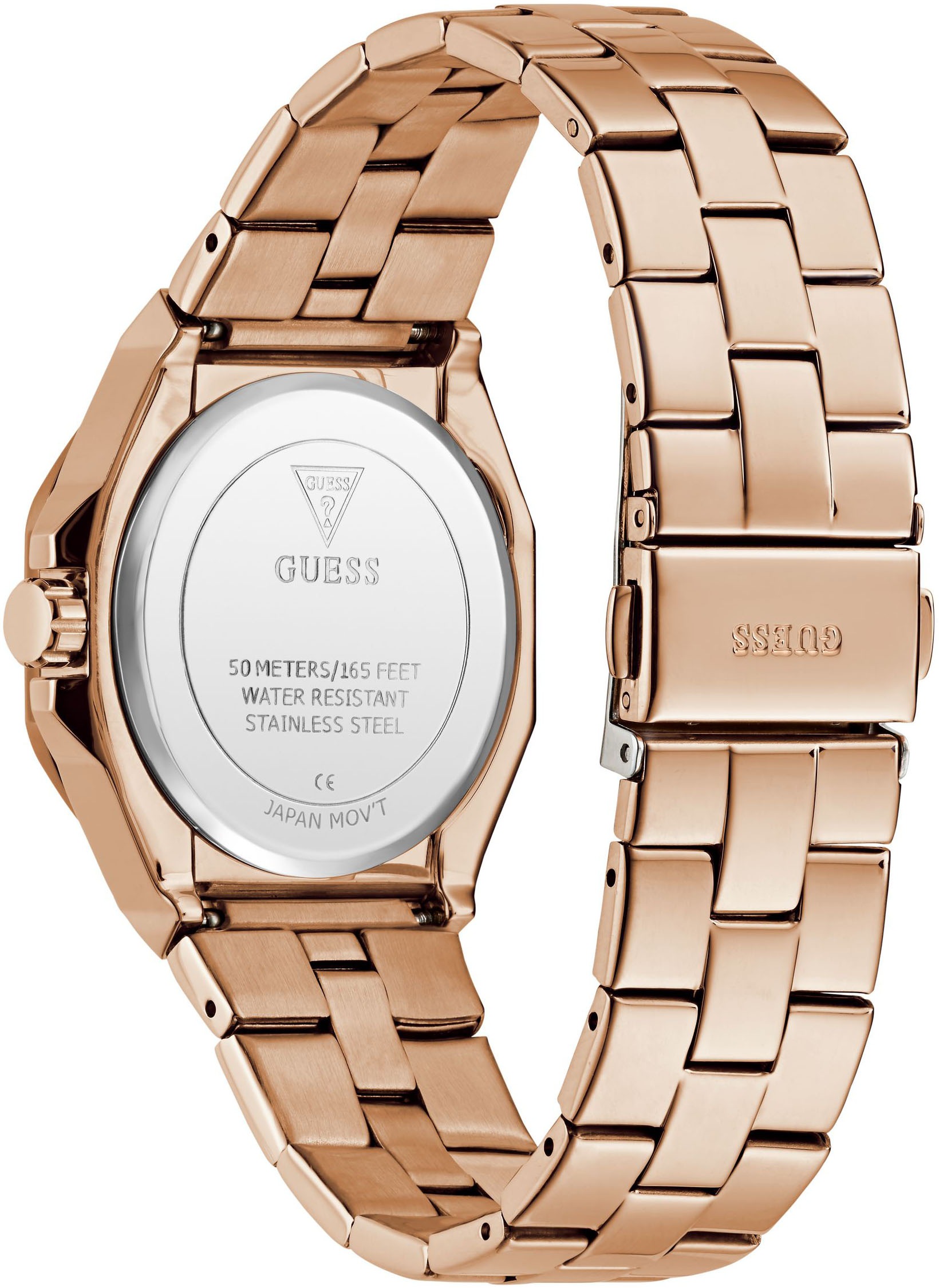 Guess Quarzuhr »EMPRESS«, Armbanduhr, Damenuhr, Edelstahlarmband