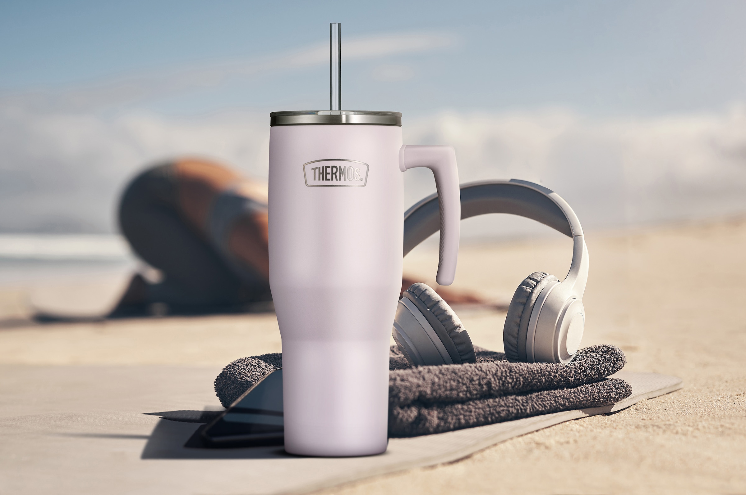 THERMOS Thermobecher »REFRESHING SERIES ISOLIERTRINKBECHER mit Strohhalm«, (1 tlg.), 1,10l, 6h heiß & 6h kalt, mit Griff