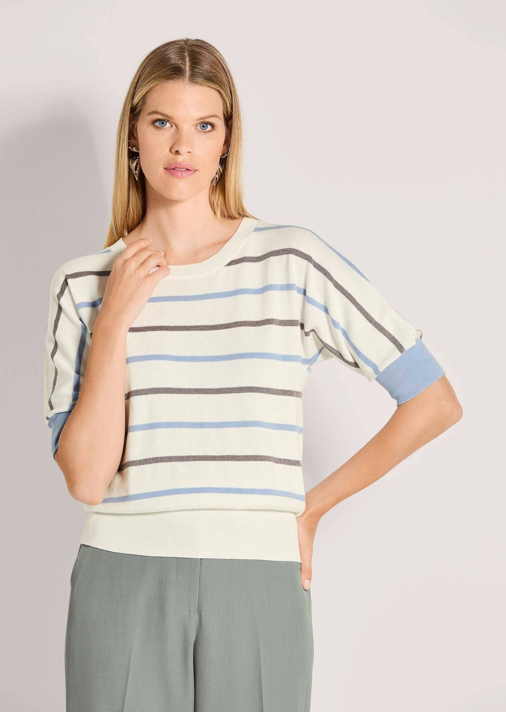 Thumbnail - MADELEINE Longpullover "Strickpullover Ringelpullover mit Glanzgarn" Breiter Rippenbund