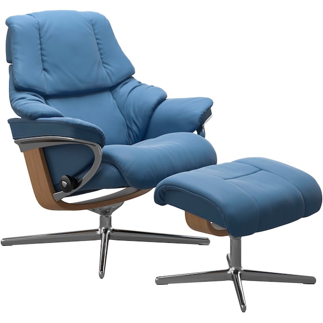 Stressless® Relaxsessel »Reno«, (Set, Relaxsessel mit Hocker), mit Hocker,  mit Cross Base, Größe S, M & L, Holzakzent Eiche bestellen | BAUR