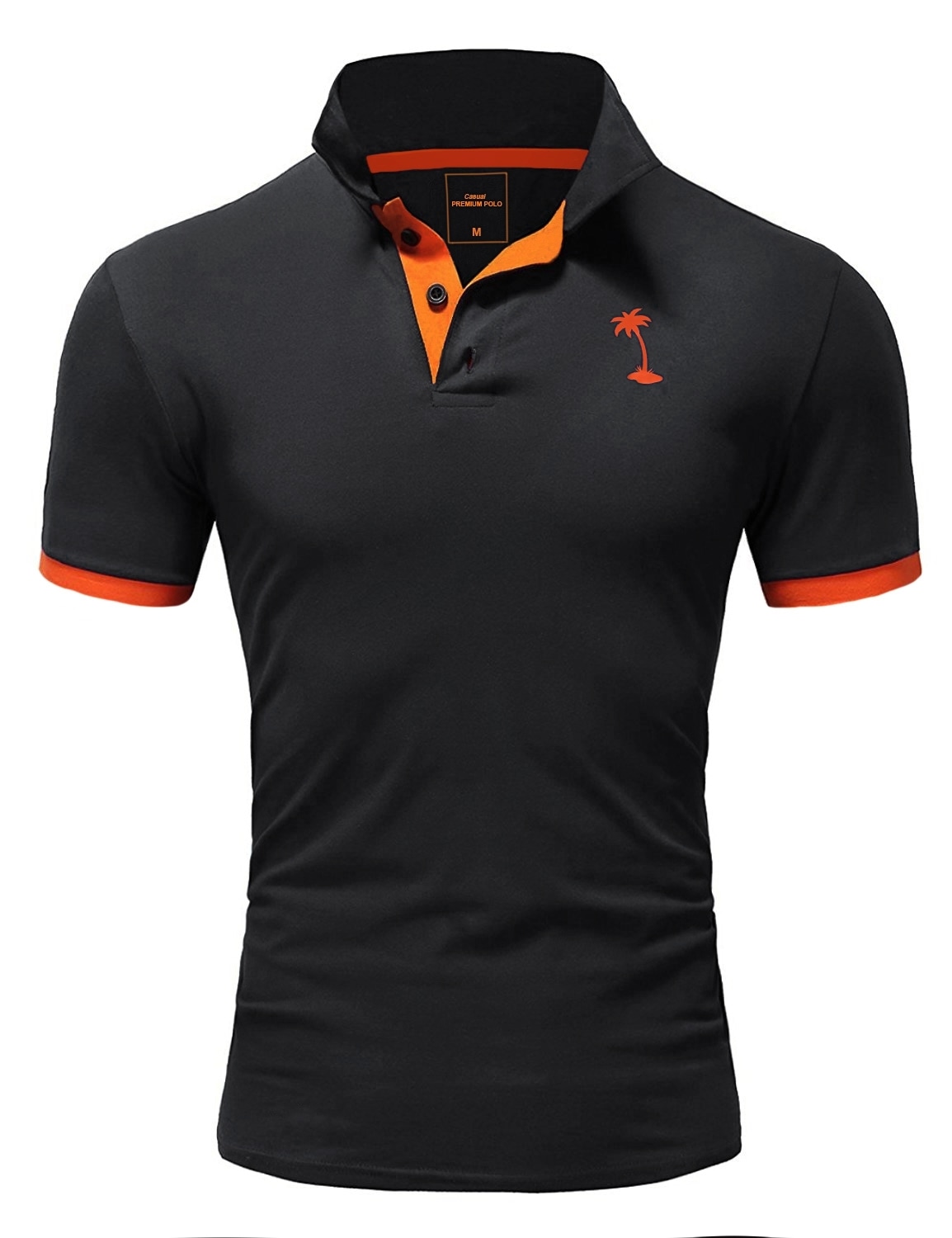 behype Poloshirt "EDIN", mit kontrastfarbenem Palmen-Logopatch