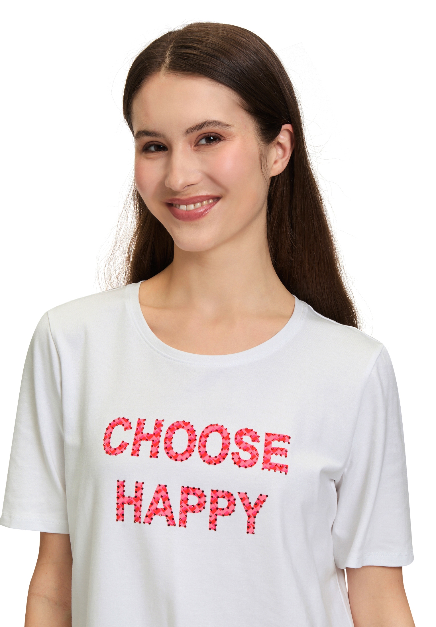 Betty Barclay Kurzarmshirt »Betty Barclay Damen Basic Shirt mit Aufdruck«, (1 tlg.), Glitzersteine