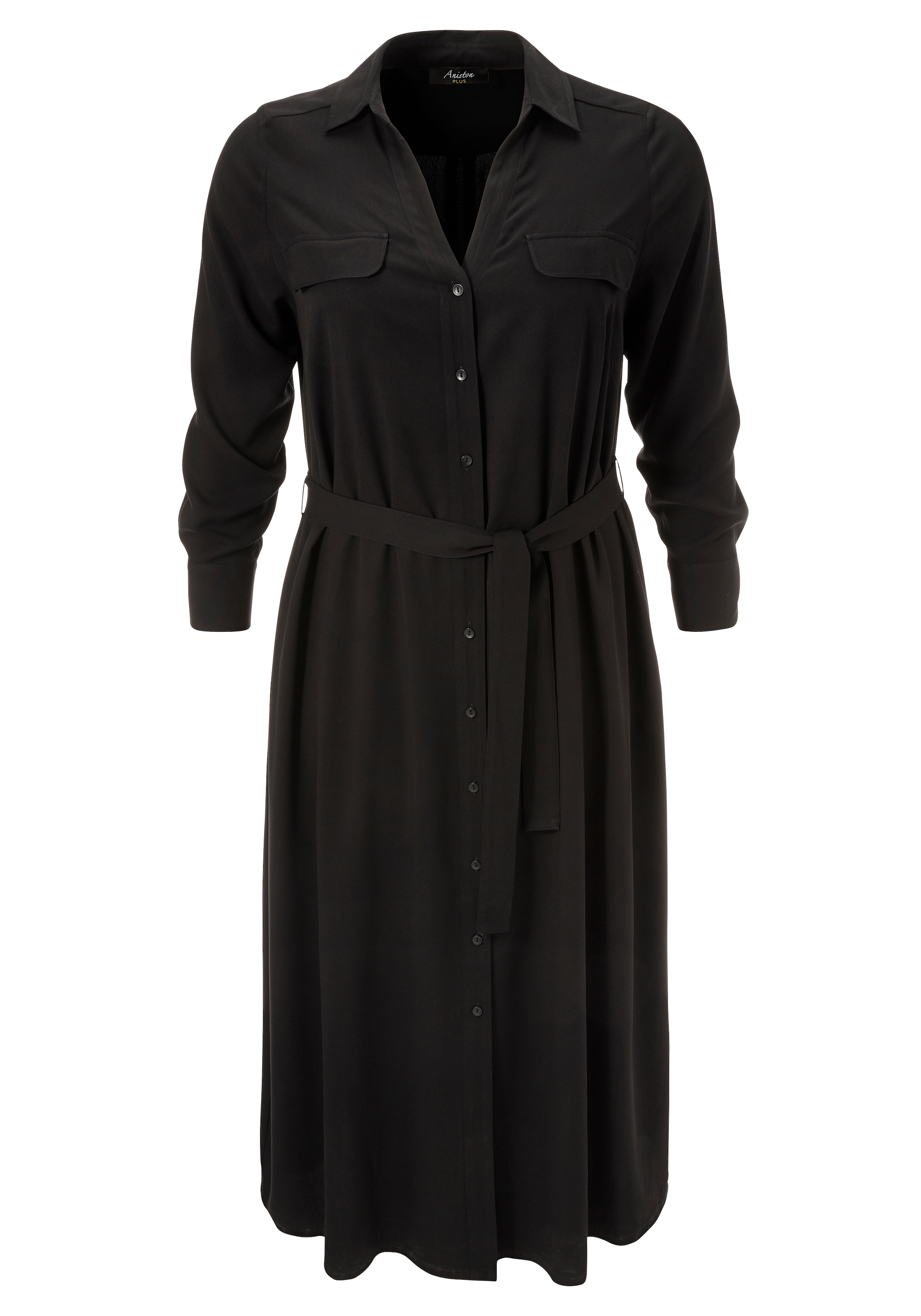 Aniston PLUS Blusenkleid, durchgeknöpftes Kleid aus weich fallender Viskose - NEUE KOLLEKTION