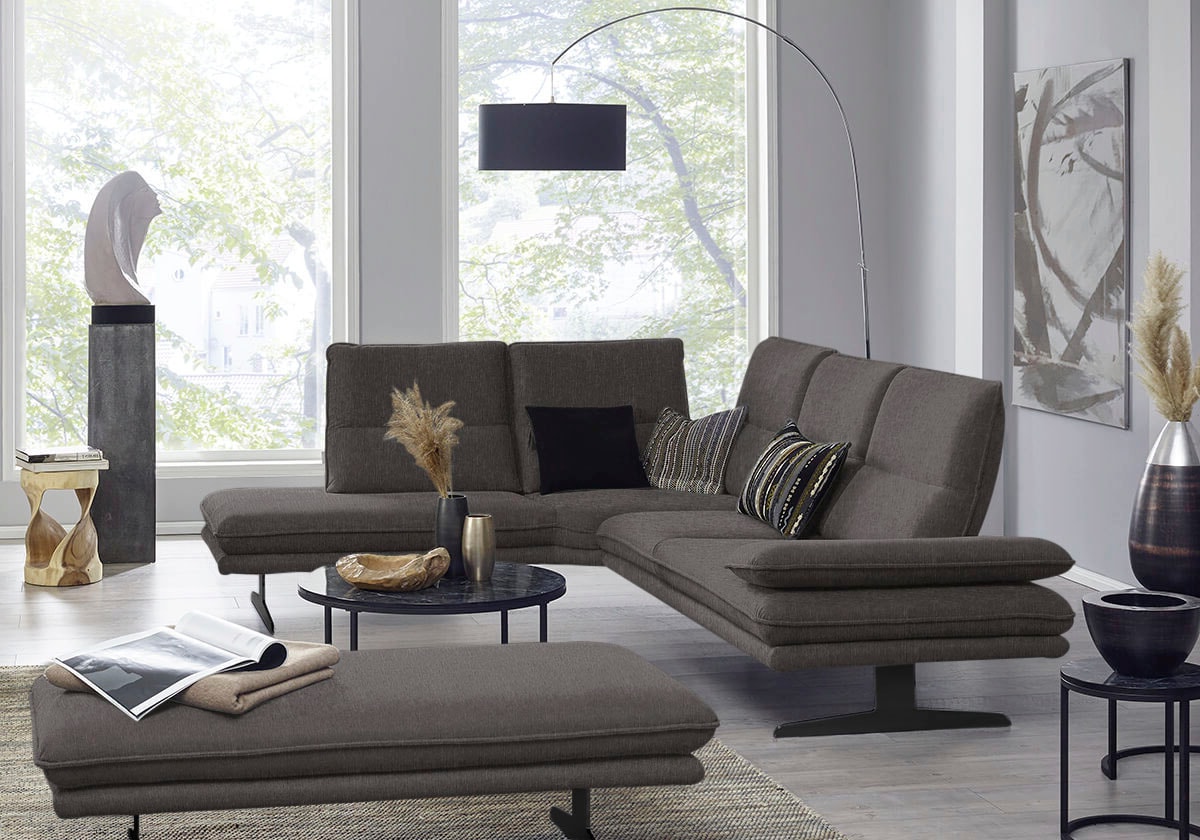 W.SCHILLIG Ecksofa "broadway, Designsofa, toller Sitzkomfort, zeitlos, elegant, L-Form" Sitztiefenverstellung, Kopfteil- & Seitenteilverstellung, Breite 284cm