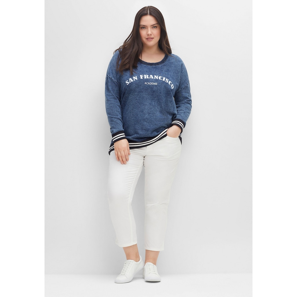 Sheego Sweatshirt »Große Größen«, in Denim-Optik mit Ringelbündchen