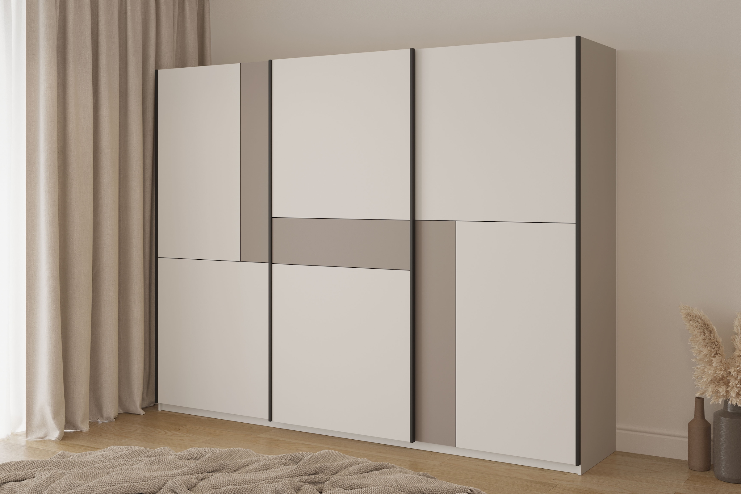 Home affaire Schiebetürenschrank »Cube Garderobenschrank incl.kompletter Innenausstattung«, Moderner Kleiderschrank, Schiebetürenschrank, Garderobe
