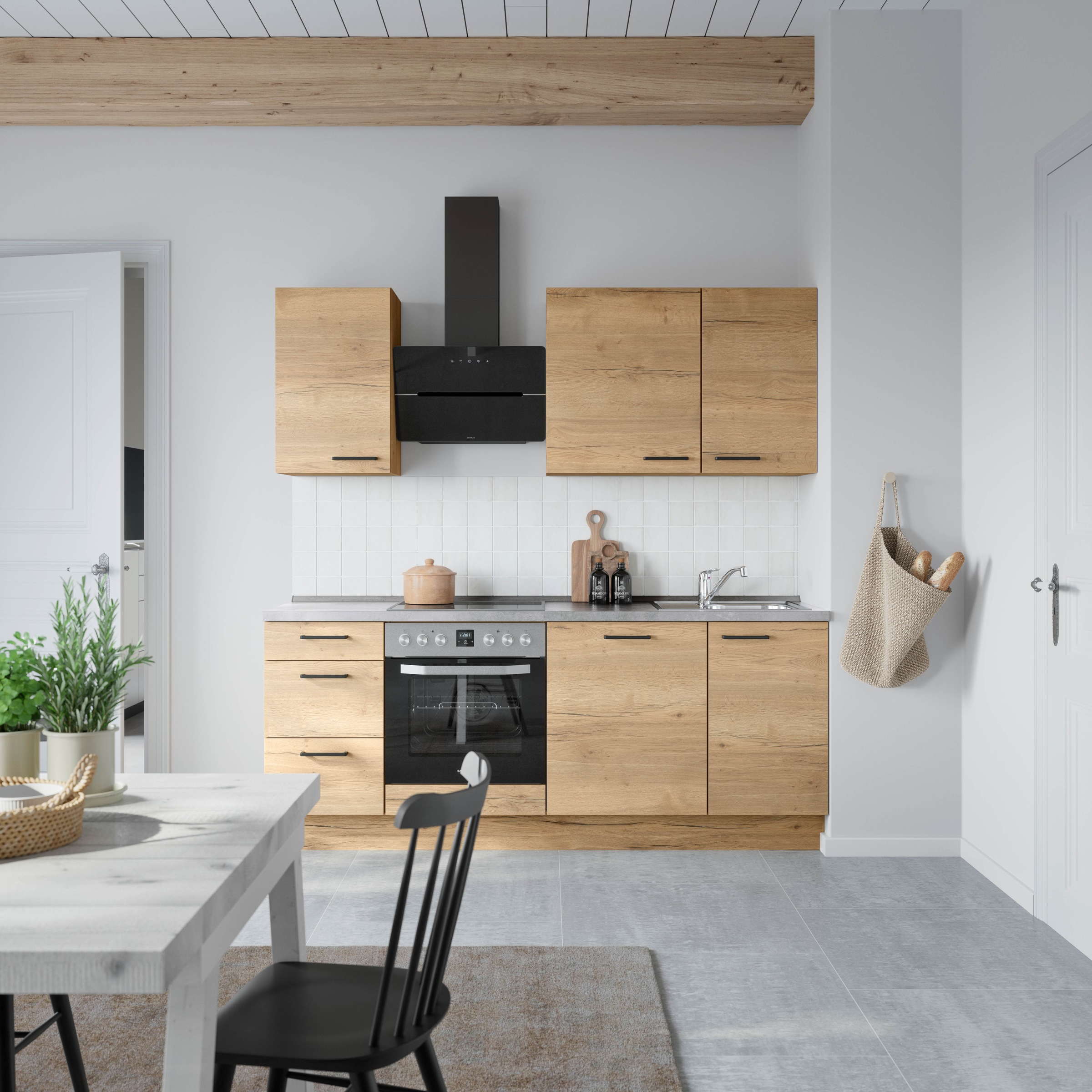 nobilia® Küchenzeile »"Structura II"«, vormontiert, Ausrichtung wählbar, Breite 210 cm, wahlw. mit E-Geräten