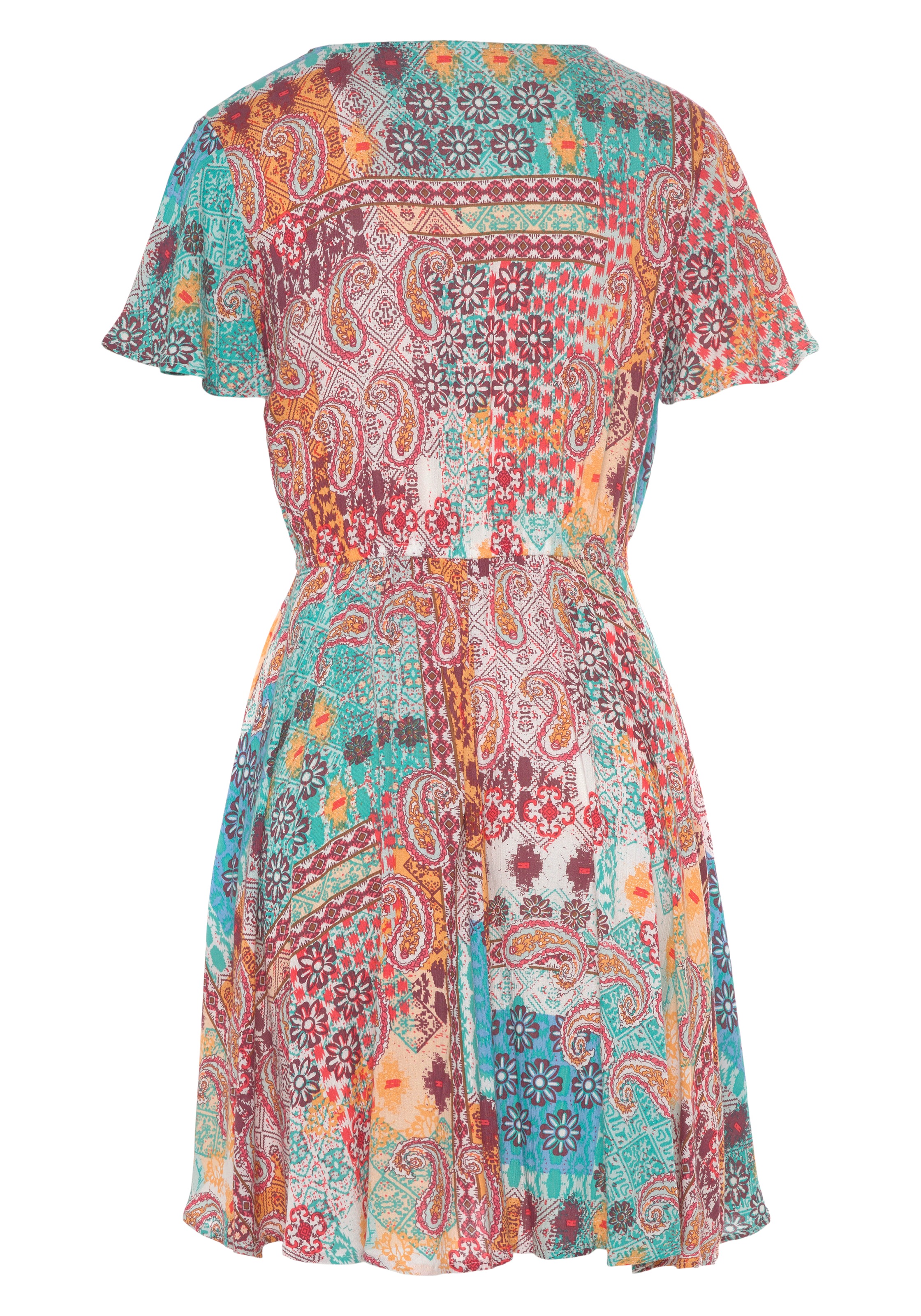 Thumbnail - LASCANA Druckkleid, aus gekreppter Viskose, farbenfrohes Sommerkleid, Strandkleid