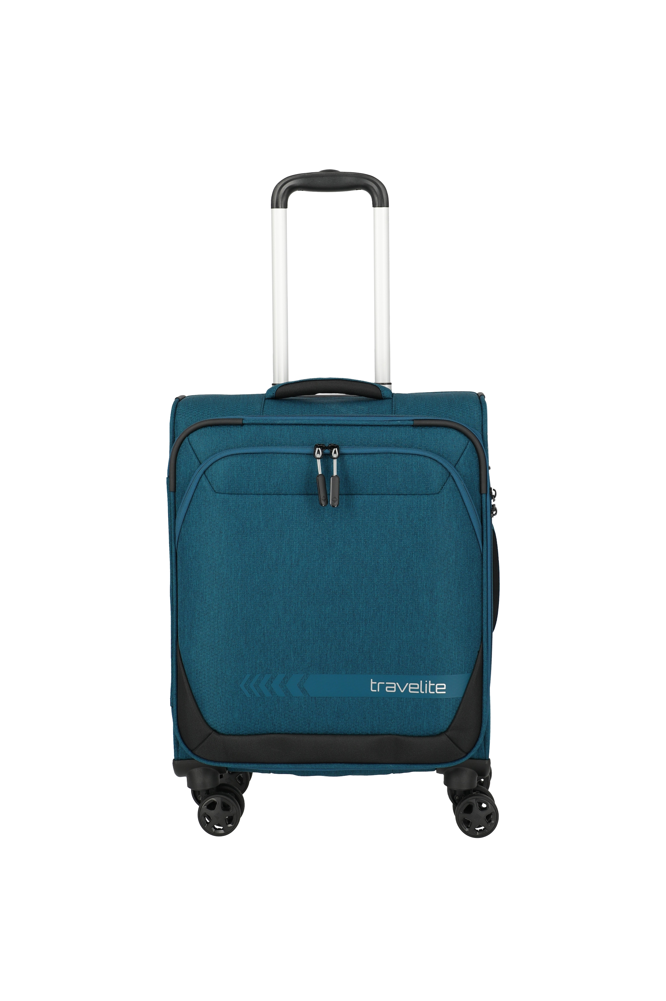 TRAVELITE Handgepäckkoffer "KICK OFF Reisekoffer", blau, Polyester, Koffer, 4 Doppelrollen, Außentaschen und Packgurte – leicht und robust