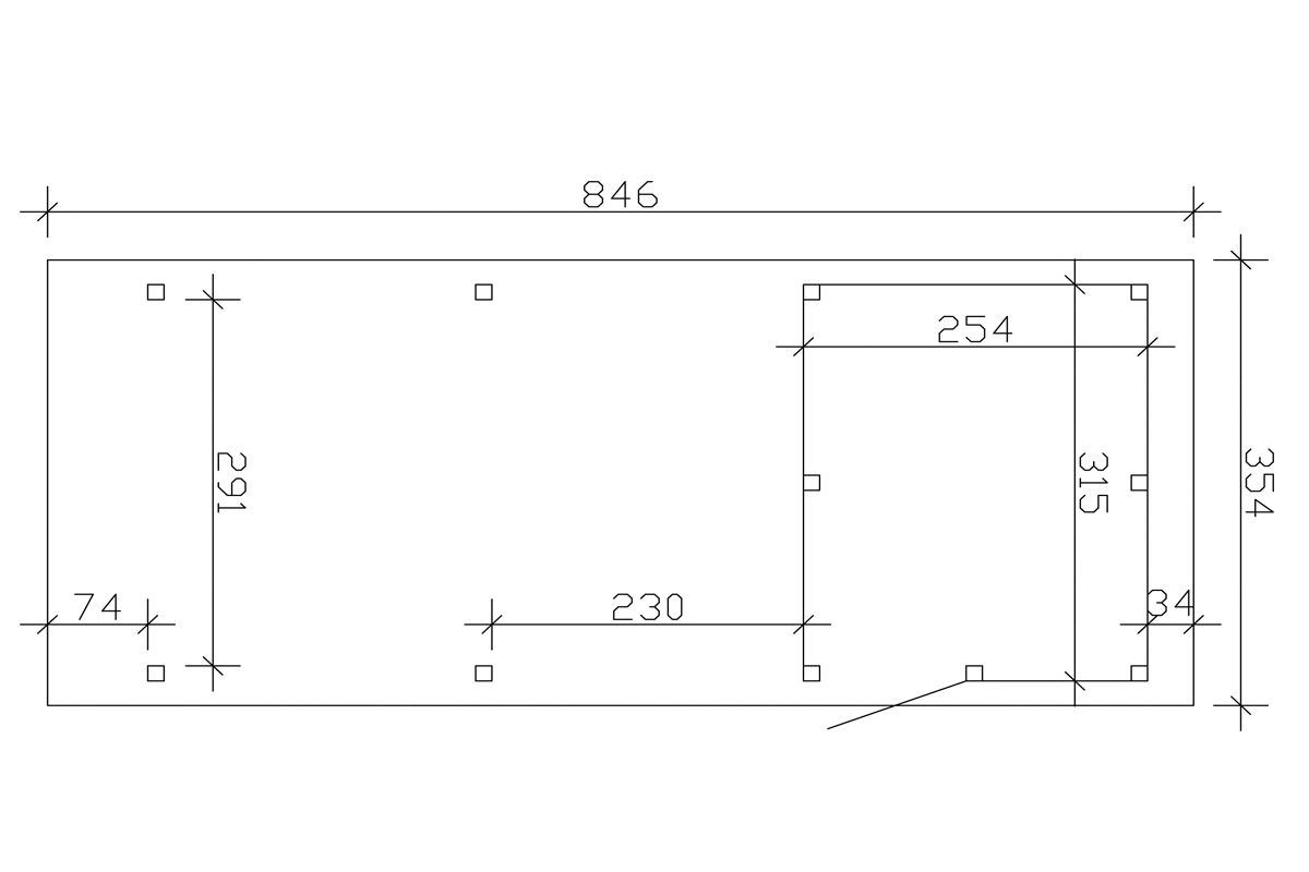 Skanholz Einzelcarport »Emsland«, 291 cm, weiß, mit Abstellraum, versch. Farben
