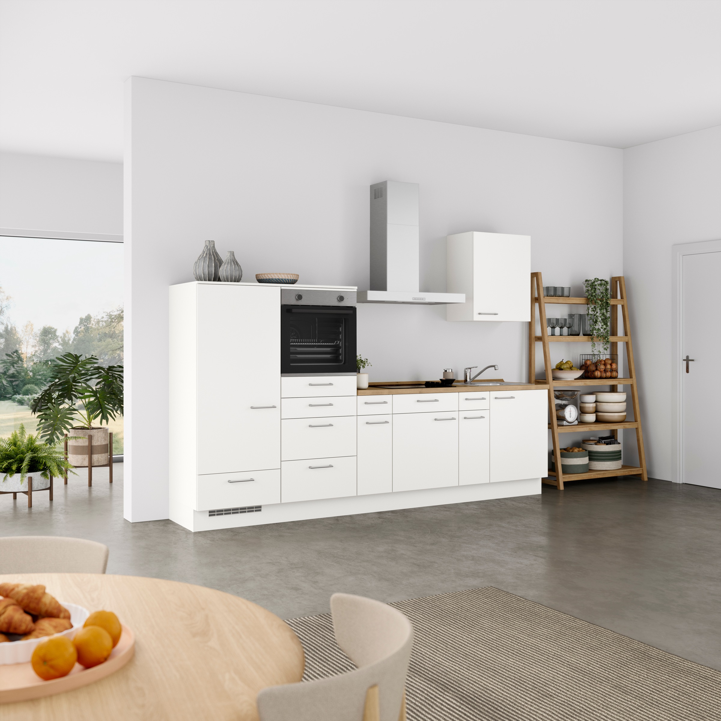 nobilia® Küchenzeile »"Laser I", Ausrichtung wählbar, Breite 300 cm« vormontiert, wahlw. mit unterschiedlichen E-Geräten-Sets