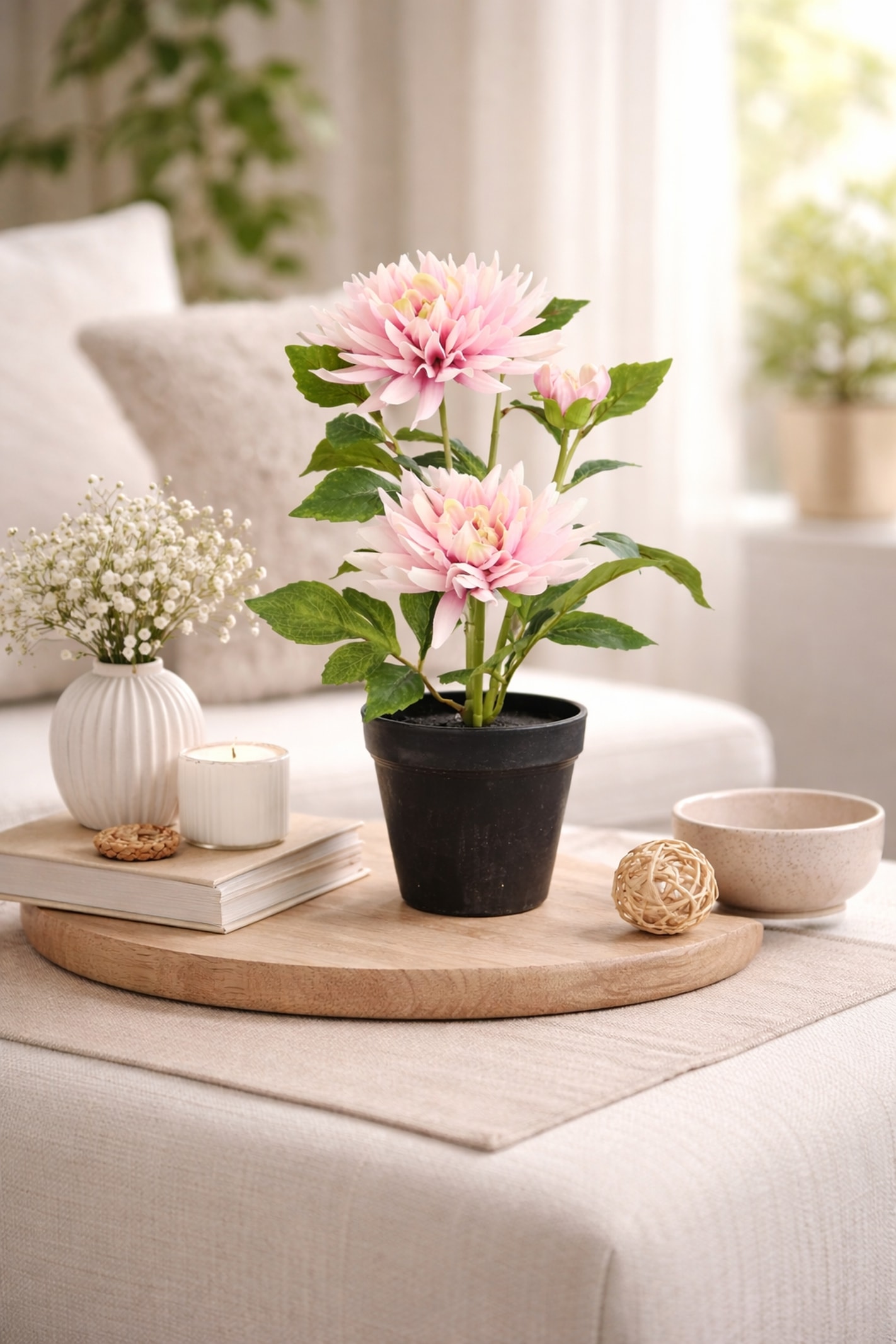 I.GE.A. Kunstblume »Chrysantheme im Topf 40cm« Kunstpflanze Pflanze Blume künstlich Deko Herbstdeko Seidenblume