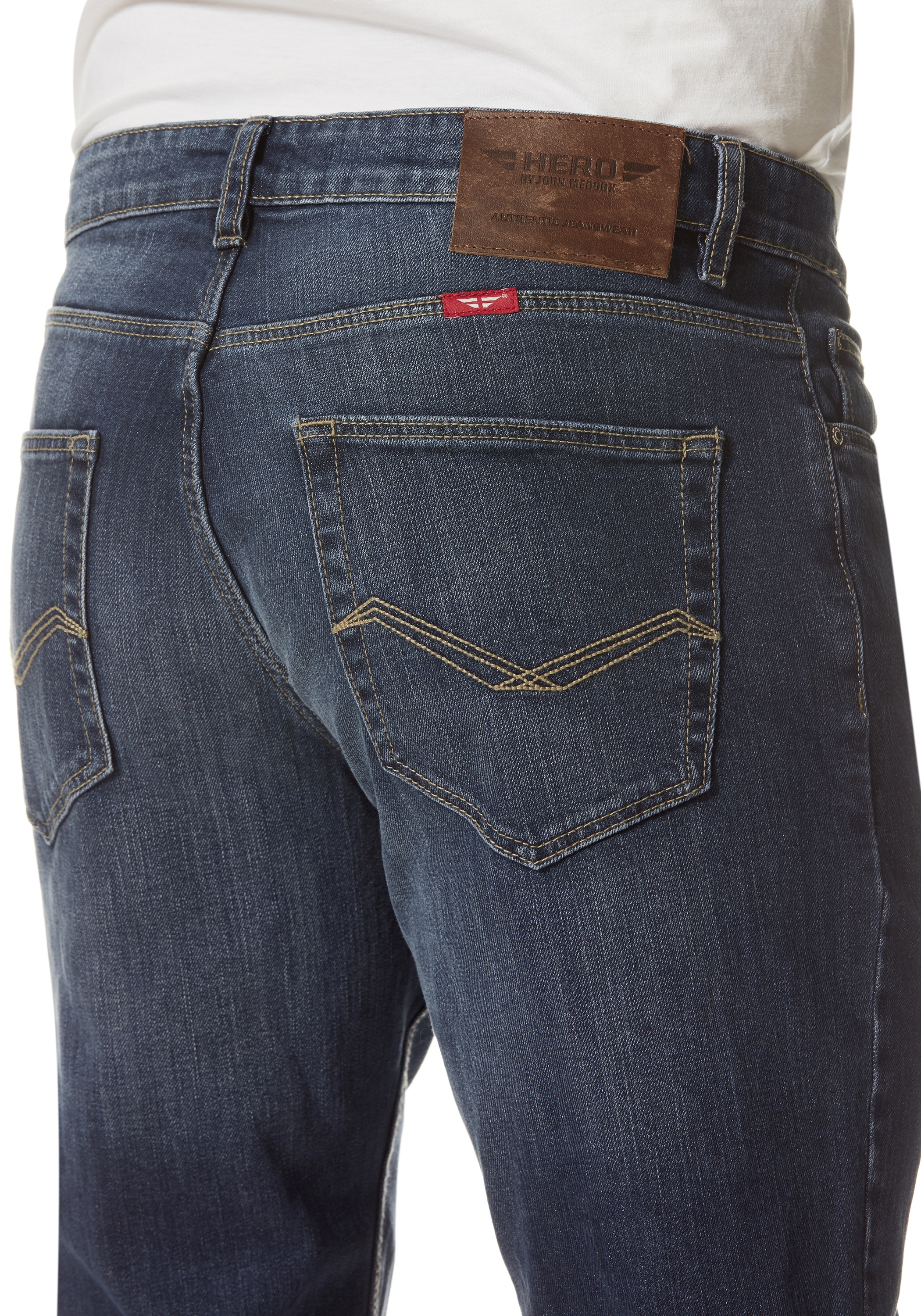 HERO by John Medoox 5-Pocket-Jeans »Denver Regular Straight Stretch«, Straight Fit Casual Clean Wash Denim Jeans für Herren