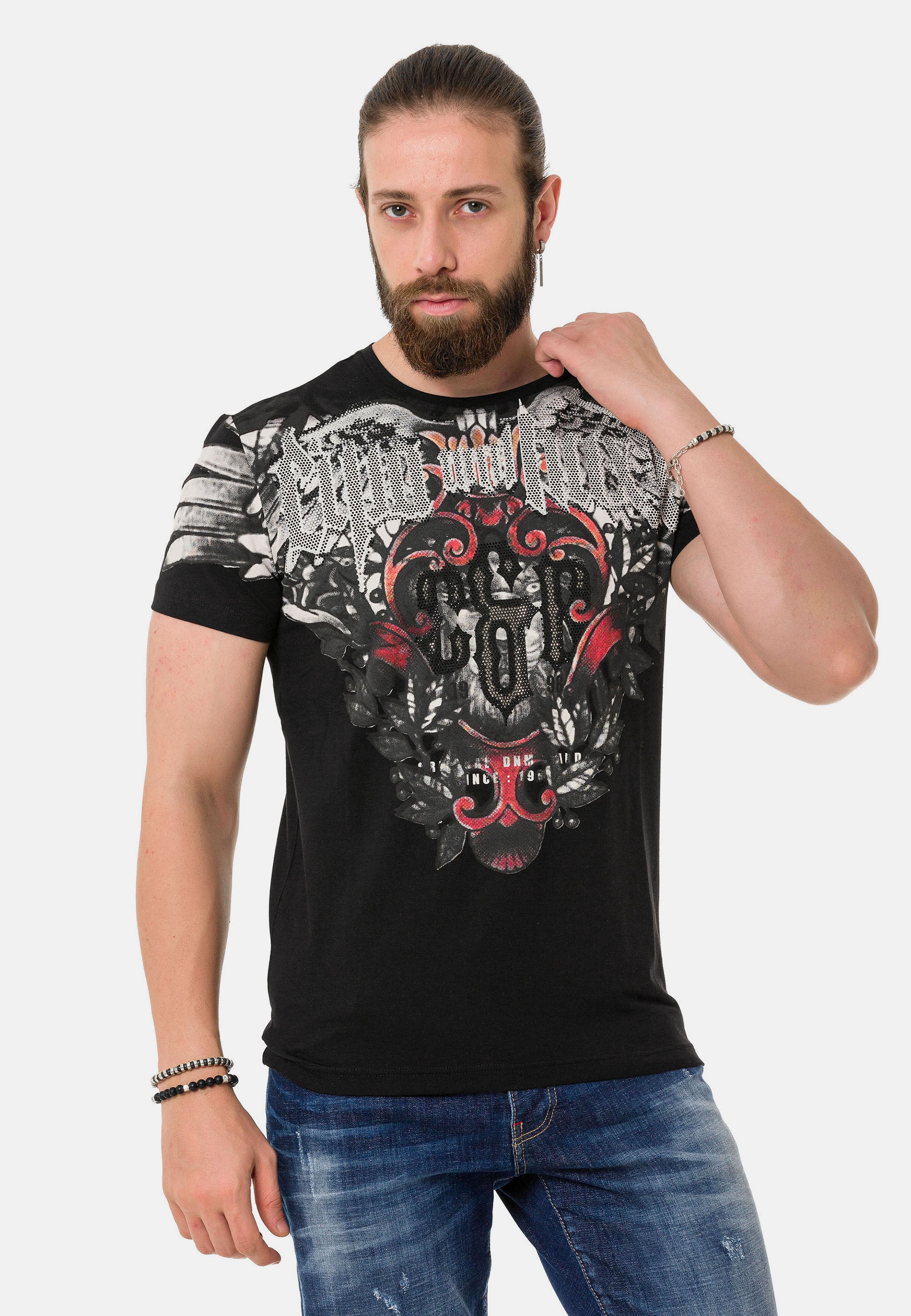 Cipo & Baxx T-Shirt »T-Shirt«, aus hochwertiger Baumwolle