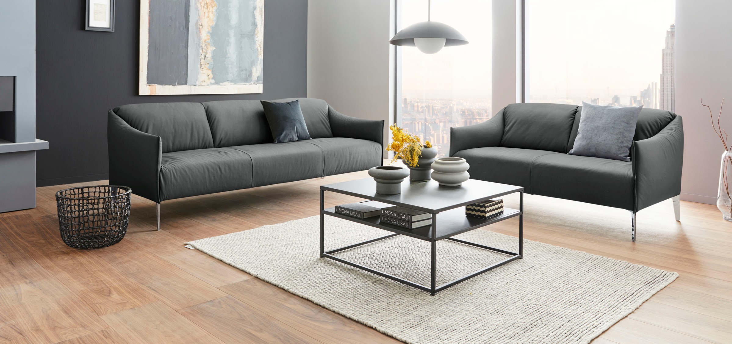 W.SCHILLIG 3-Sitzer »sally«, mit Metall-Winkelfüßen in Chrom glänzend, Breite 224 cm