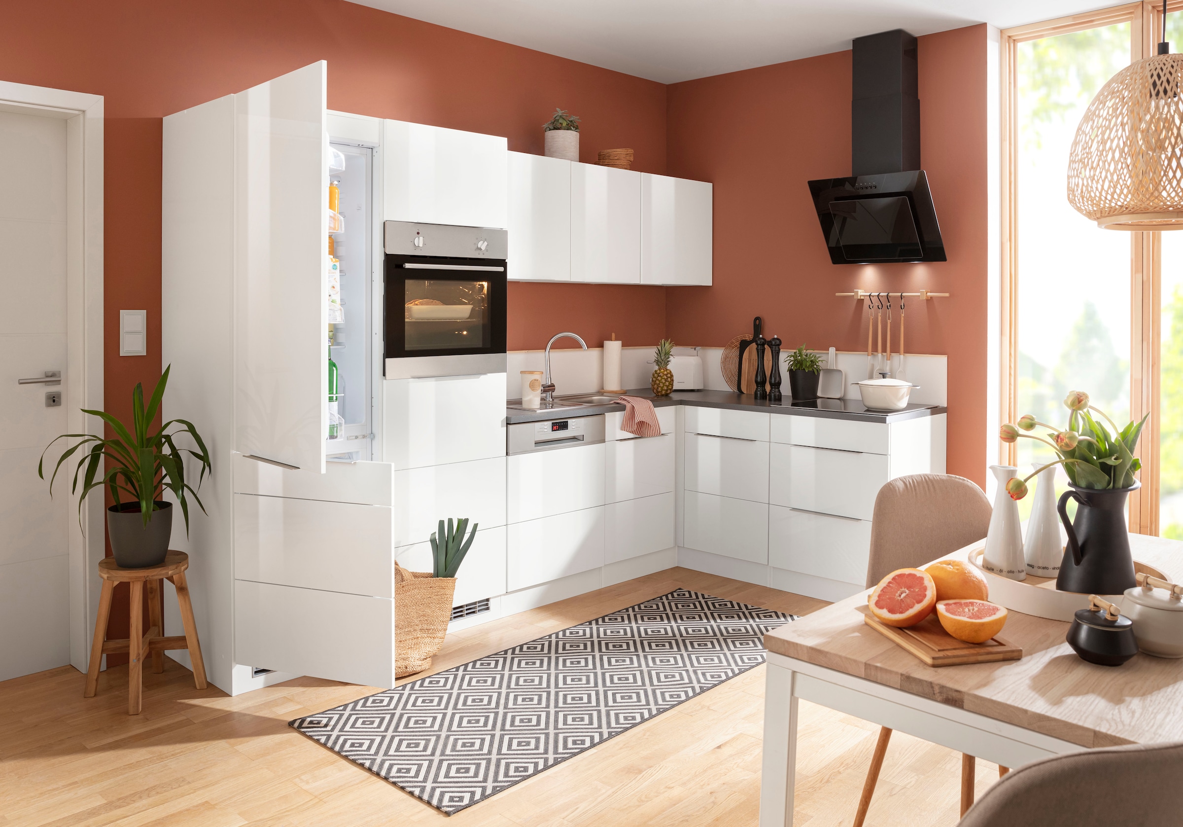KOCHSTATION Winkelküche »KS-Brindisi Stellbreite 290/170 cm«, wahlweise mit E-Geräten und Induktion, mit MDF-Fronten
