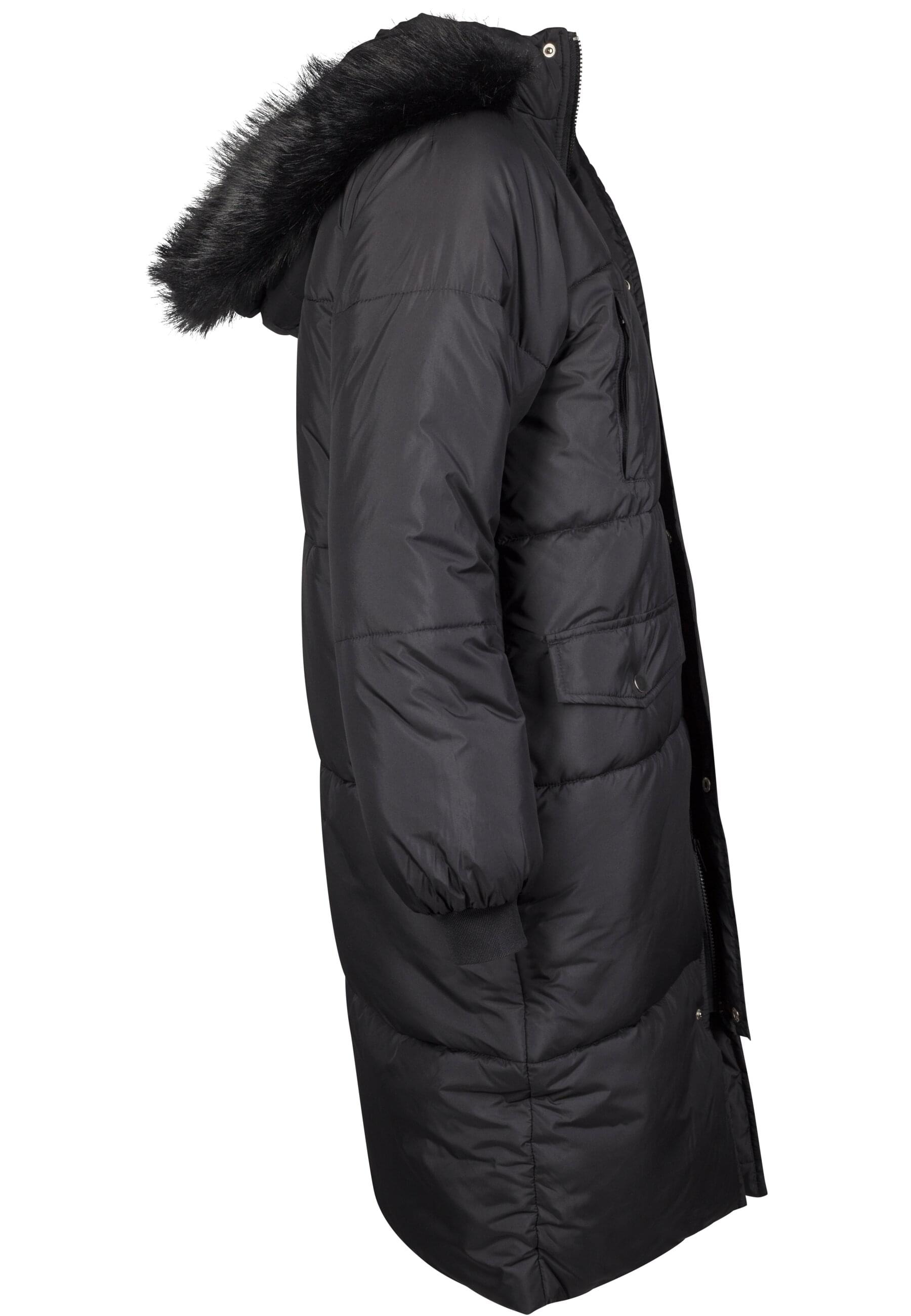 URBAN CLASSICS Winterjacke »Urban Classics Damen Ladies Oversize Faux Fur Puffer Coat«, (1 St.), mit Kapuze