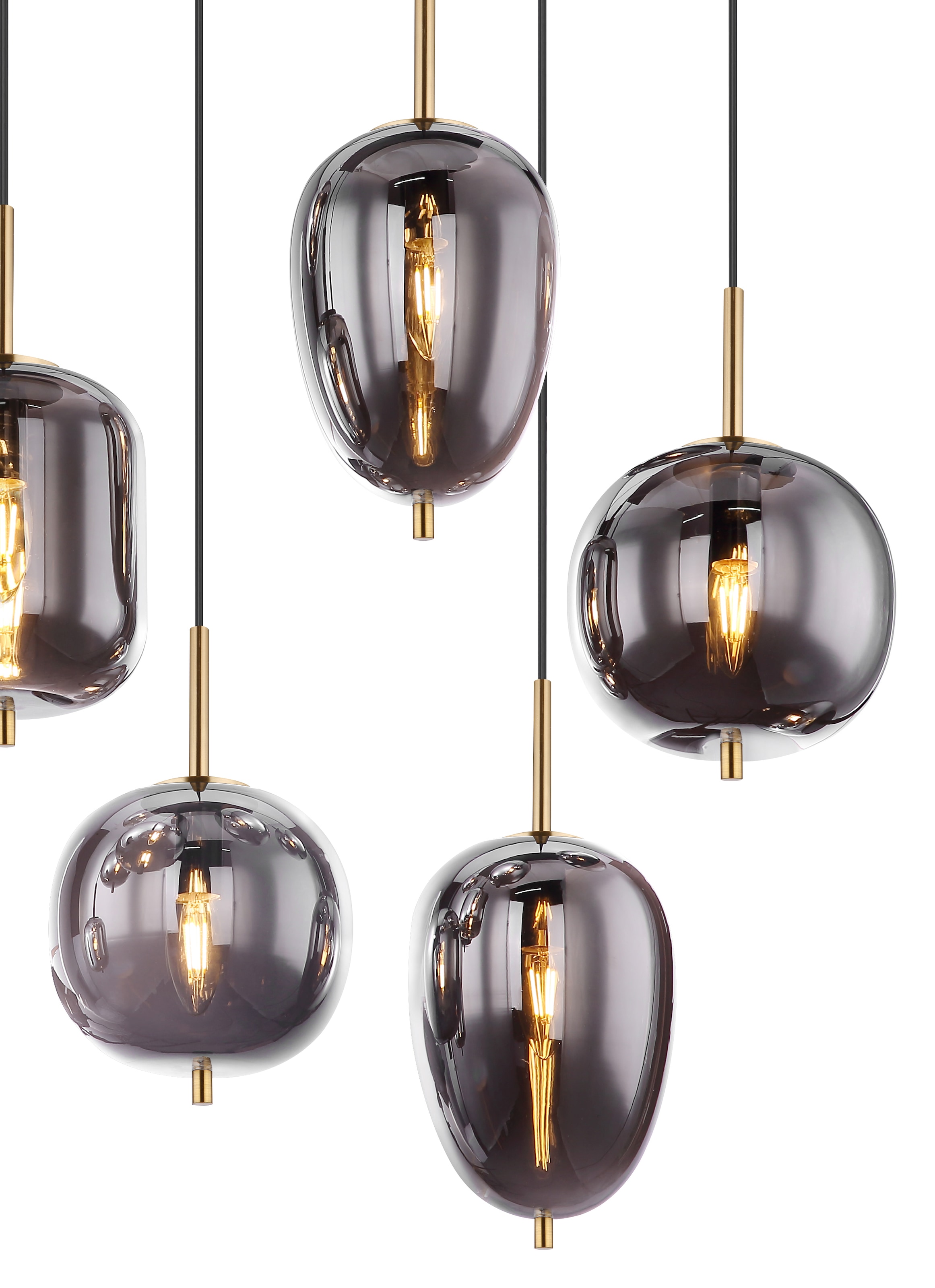GLOBO LIGHTING Hängeleuchte »BLACKY I«, Leuchtmittel E14 | ohne Leuchtmittel, Hängelampe/Pendelleuchte/Glas rauchfarben/unterschiedliche Gläser