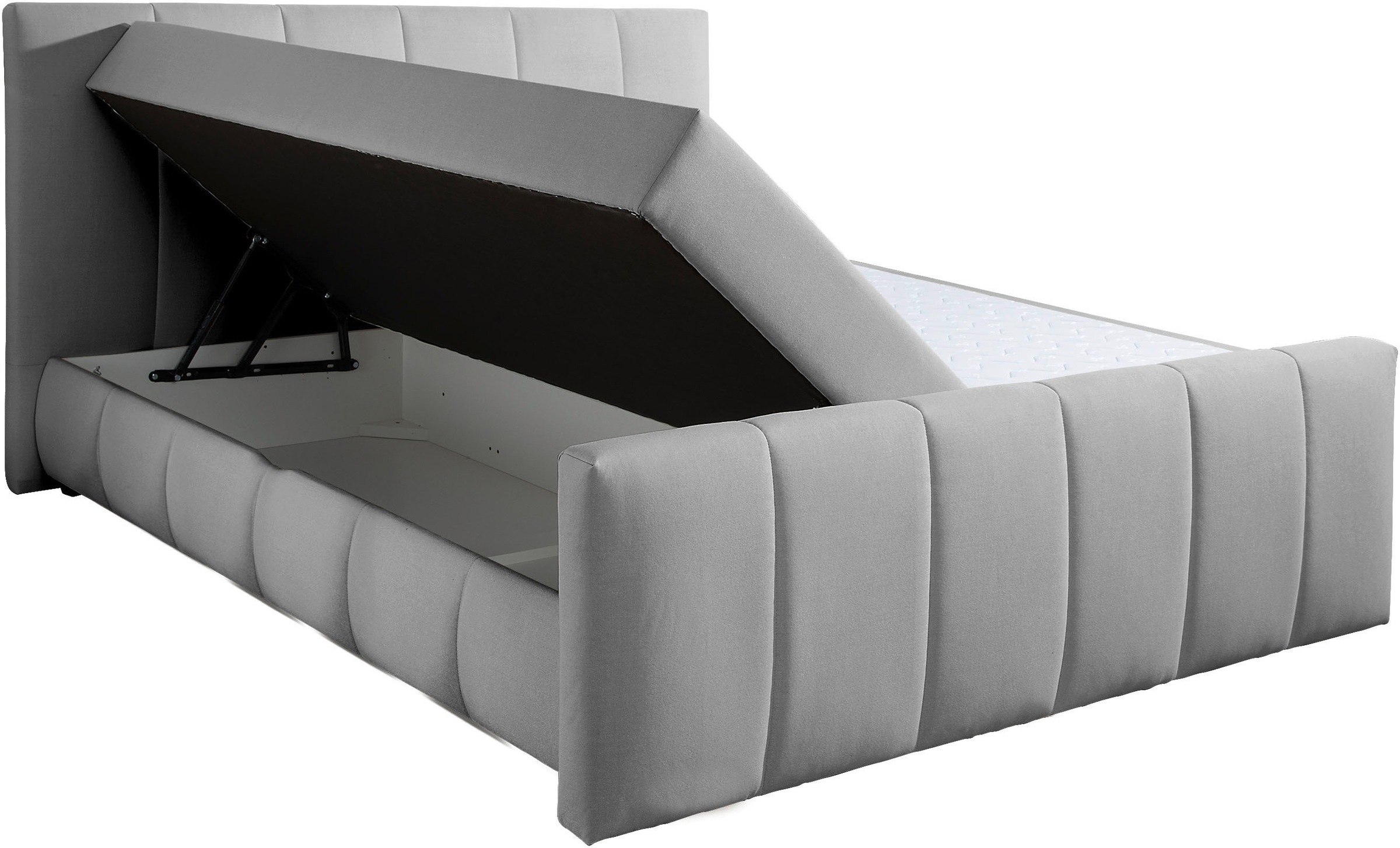 Boxbett HOME AFFAIRE "Hanelore inkl. Bettkasten und Topper", grau, B:192cm L:220cm, Komplettbetten, Boxbett mit Bettkasten und Fußteil, inkl. Topper 6