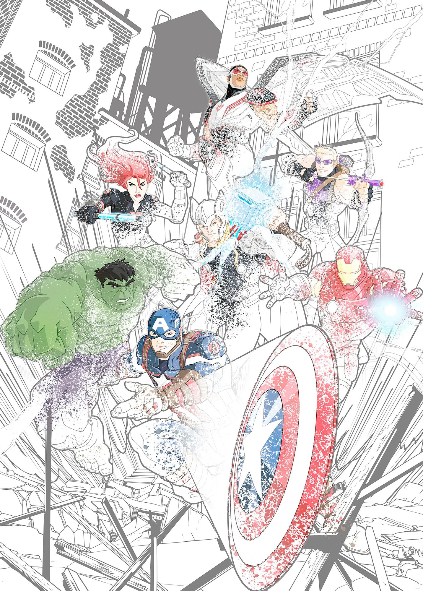 Komar Vliestapete "Digitaldruck Vlies - Avengers Attack - Größe 200 x 280 cm" bedruckt glatt Kinderzimmer