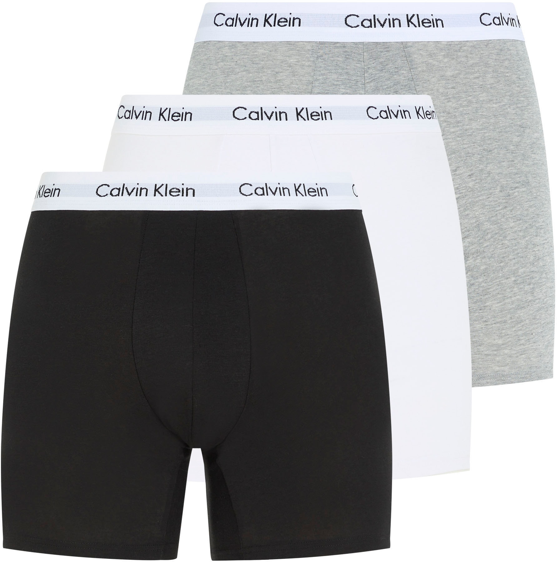 Herren Boxer "CK lg Boxer", CALVIN KLEIN UNDERWEAR, Gr. XL, schwarz-weiß, Jersey, Obermaterial: 95% Baumwolle, 5% Elasthan, unifarben, Unterhosen,