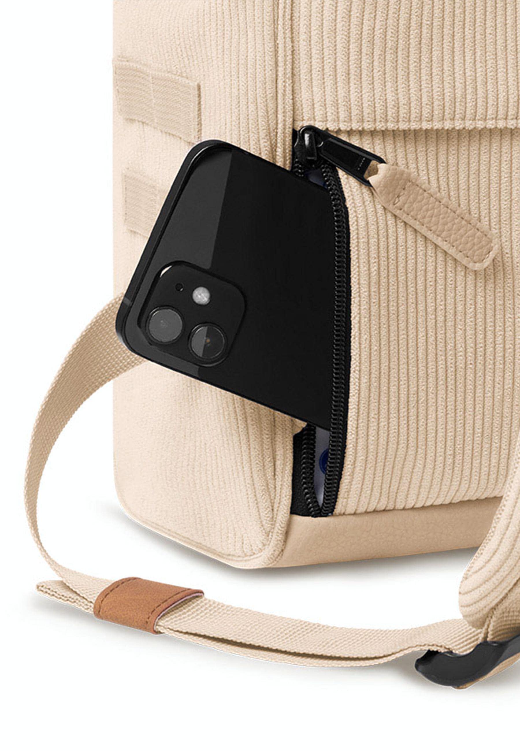 CABAIA Tagesrucksack »Adventurer S Cord Recycled« Cord-Rucksack mit austauschbaren Vordertaschen