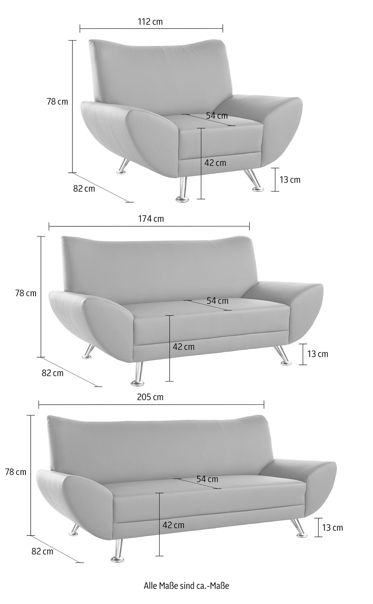 Home affaire Polstergarnitur »Saltare elegant & komfortabel, , 3-2-1, bequem, Designfuß« 3 Stk. tlg.