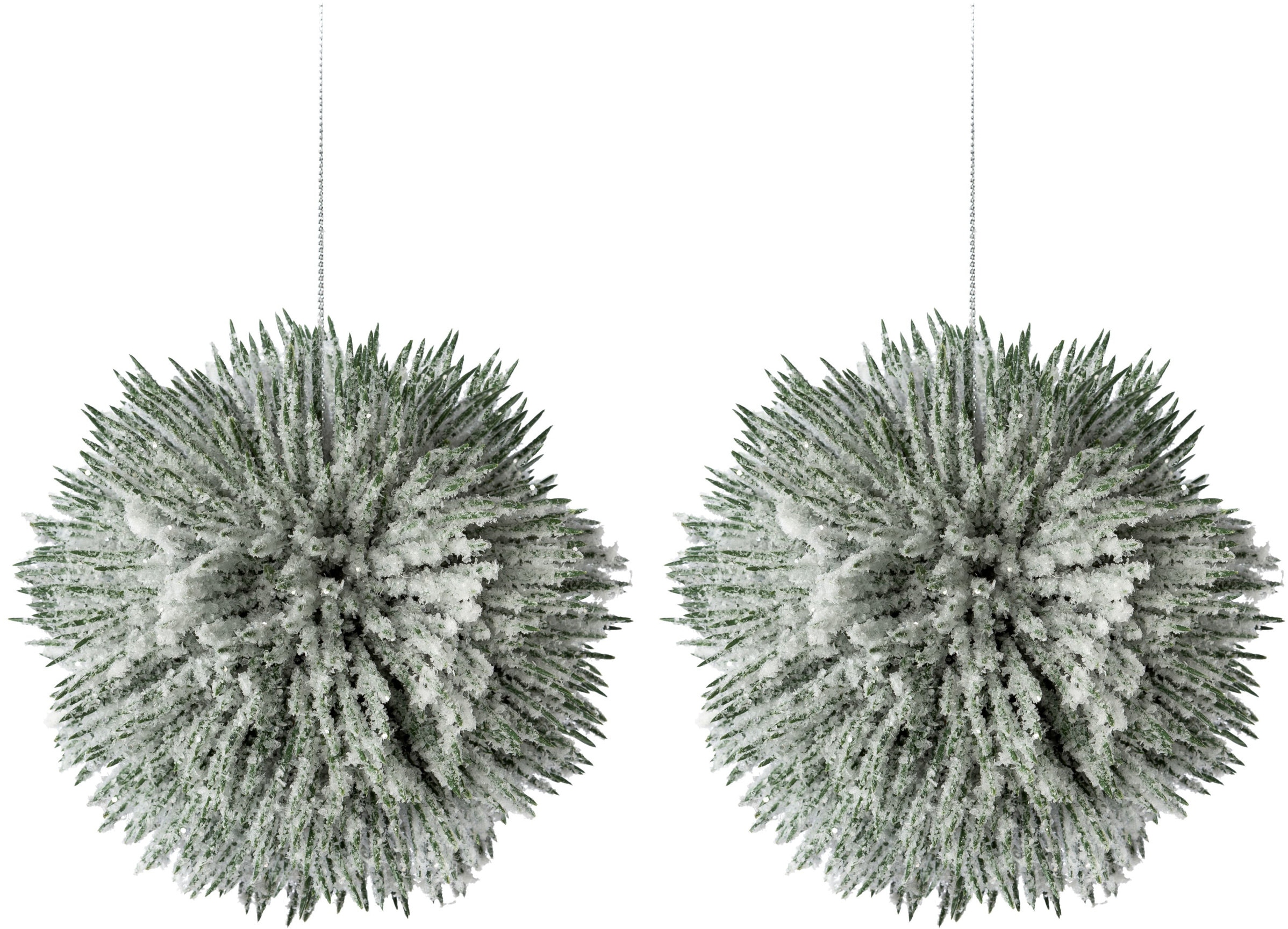 Creativ green Winterliche Kunstpflanze »Weihnachtsdeko«, 14 mit Schnee Ø 2er-Set künstlichem bedeckt, | Kugel cm, BAUR