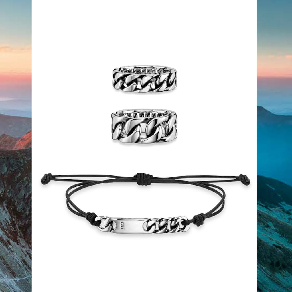 CAÏ Armband »925/- Sterling Silber rhodiniert Nylonband«