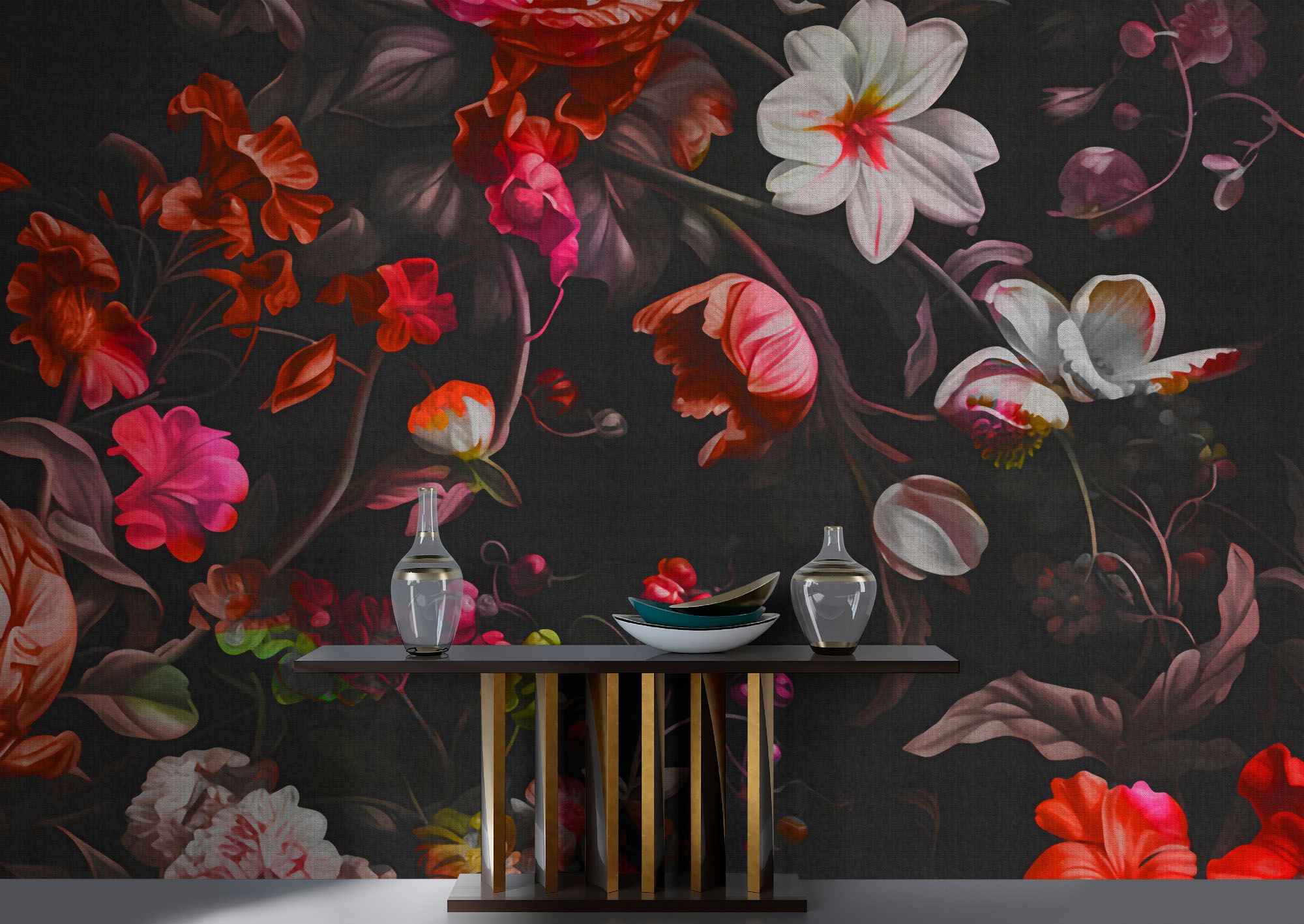 living walls Fototapete »Walls by Patel 5 Fototapete Blüten im Neon-Look« floral glatt Blüten im Neon-Look auf 200 g/m² Premium-Vlies
