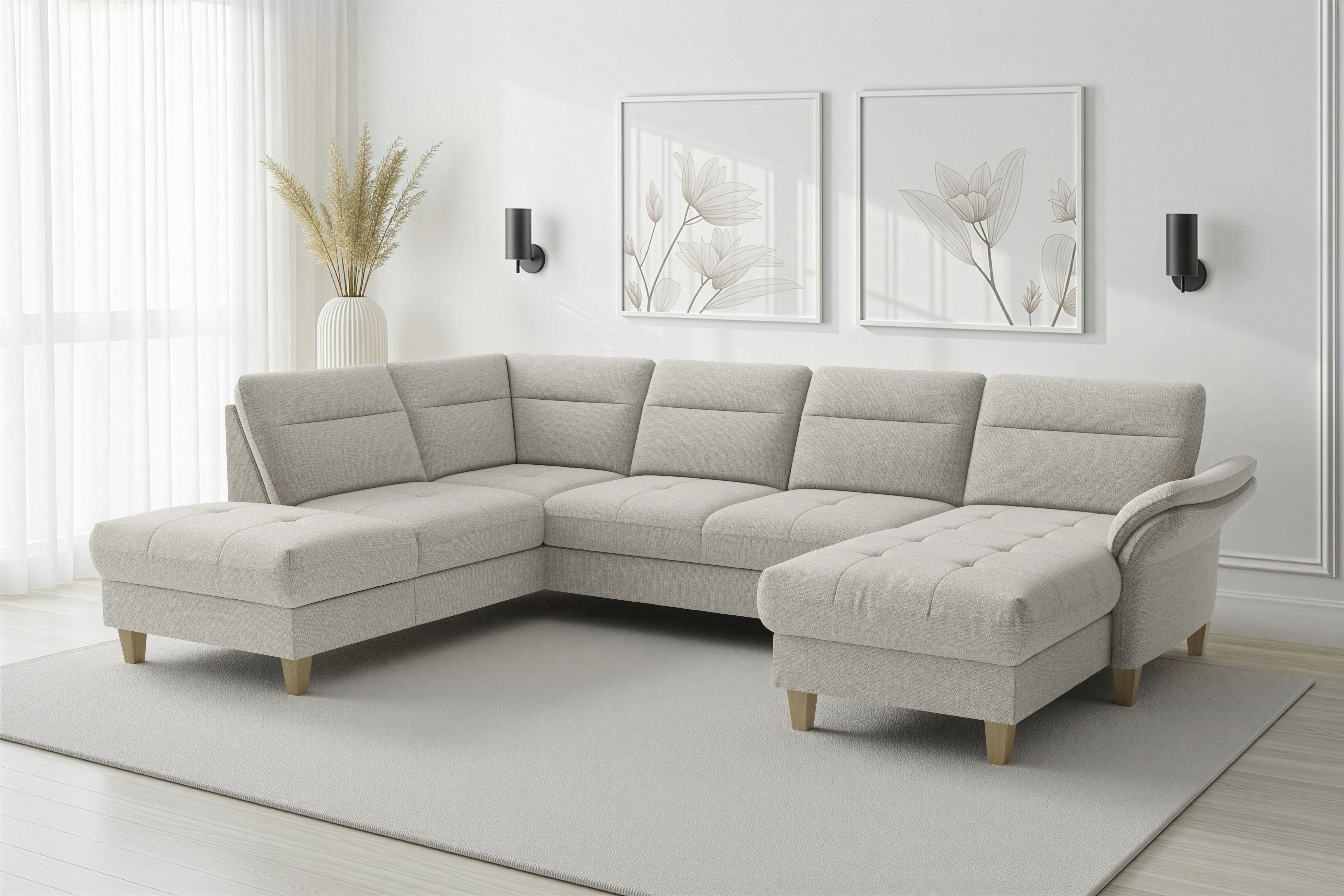 sit&more "Pamela U-Form, B: 292 cm, optional Schlaffunktion & Bettkasten" mit Federkern