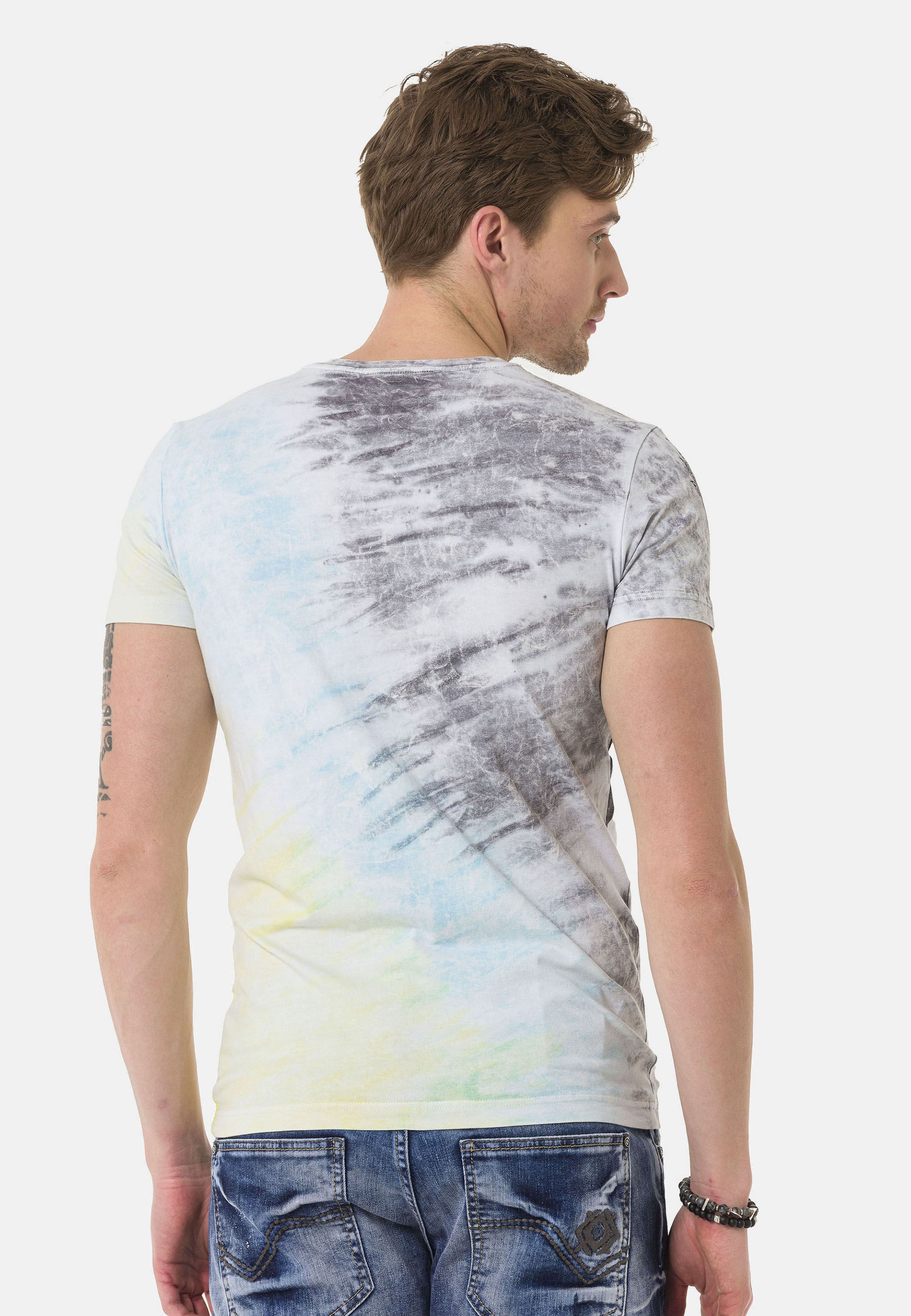 Thumbnail - Cipo & Baxx T-Shirt "T-Shirt", im Batik-Look mit Print auf Front und Rücken
