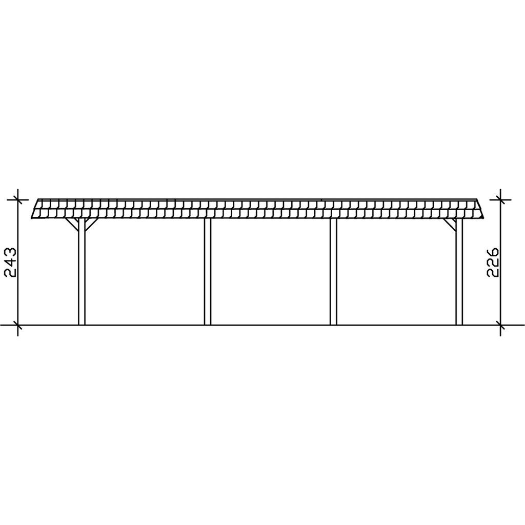 Skanholz Einzelcarport »Wendland«, Leimholz, Fichte, 291 cm, Nussbaum, 362x870cm mit EPDM-Dach, rote Blende