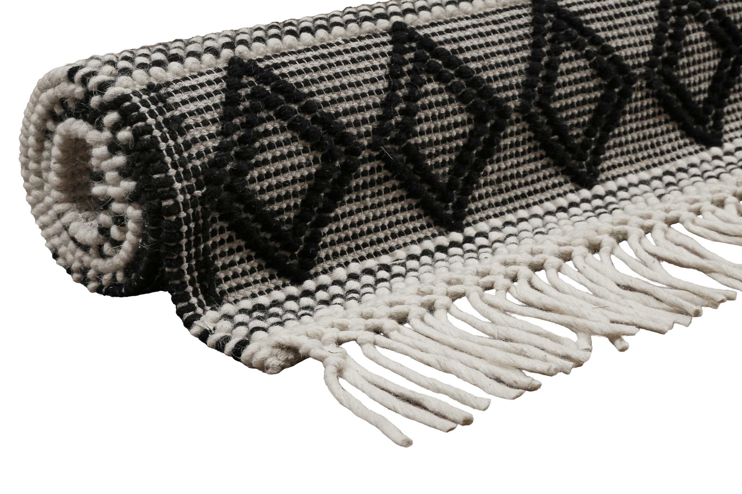 Teppich ESPRIT "Cara", wollweiß, B:80cm H:8mm L:150cm, Schurwolle, Teppiche, Teppich, Wollteppich, Raute, kurzflor, handgewebt, Skandi, geometrisch, natur 2