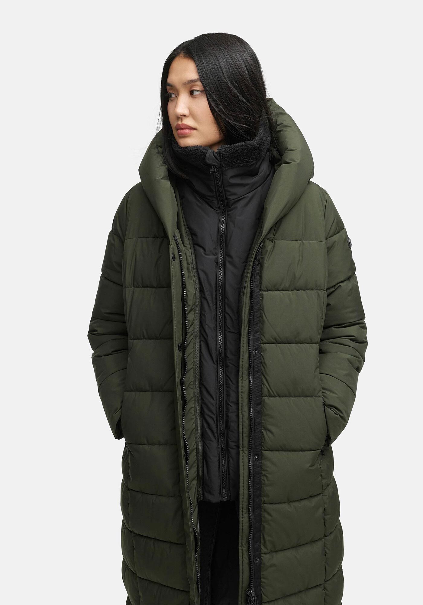 Thumbnail - Marikoo Winterjacke "Pakoraa" extra langer Winter Mantel mit abnehmbaren Innenteil