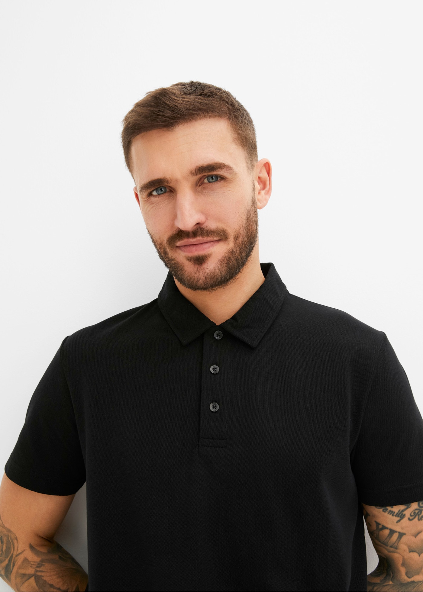 bonprix Poloshirt Basic-Form, Baumwollmischung, Kragen