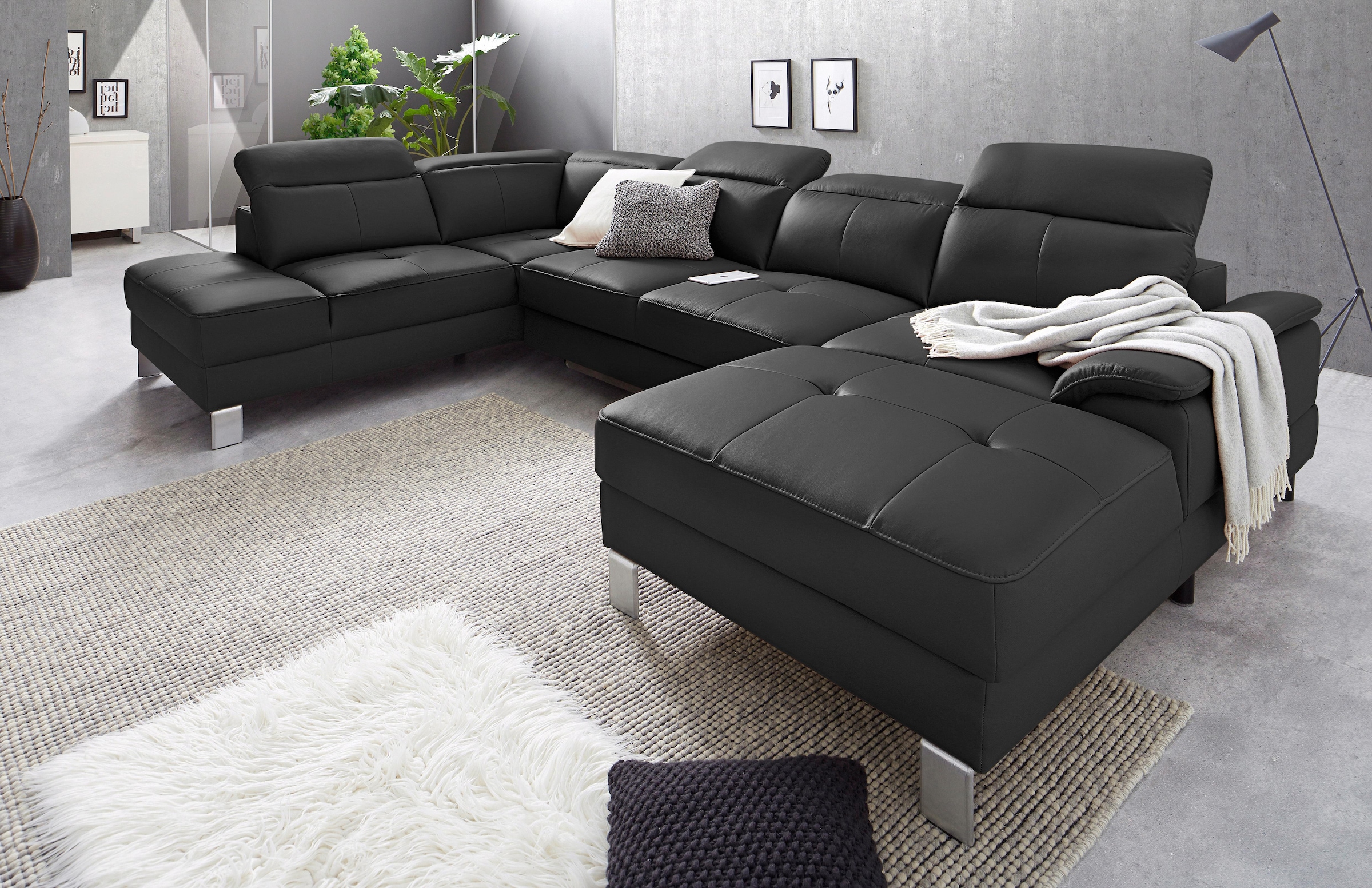 exxpo - sofa fashion Wohnlandschaft »Mantua 2, U-Form«, inkl. Kopf- bzw. Rückenverstellung, wahlweise mit Bettfunktion
