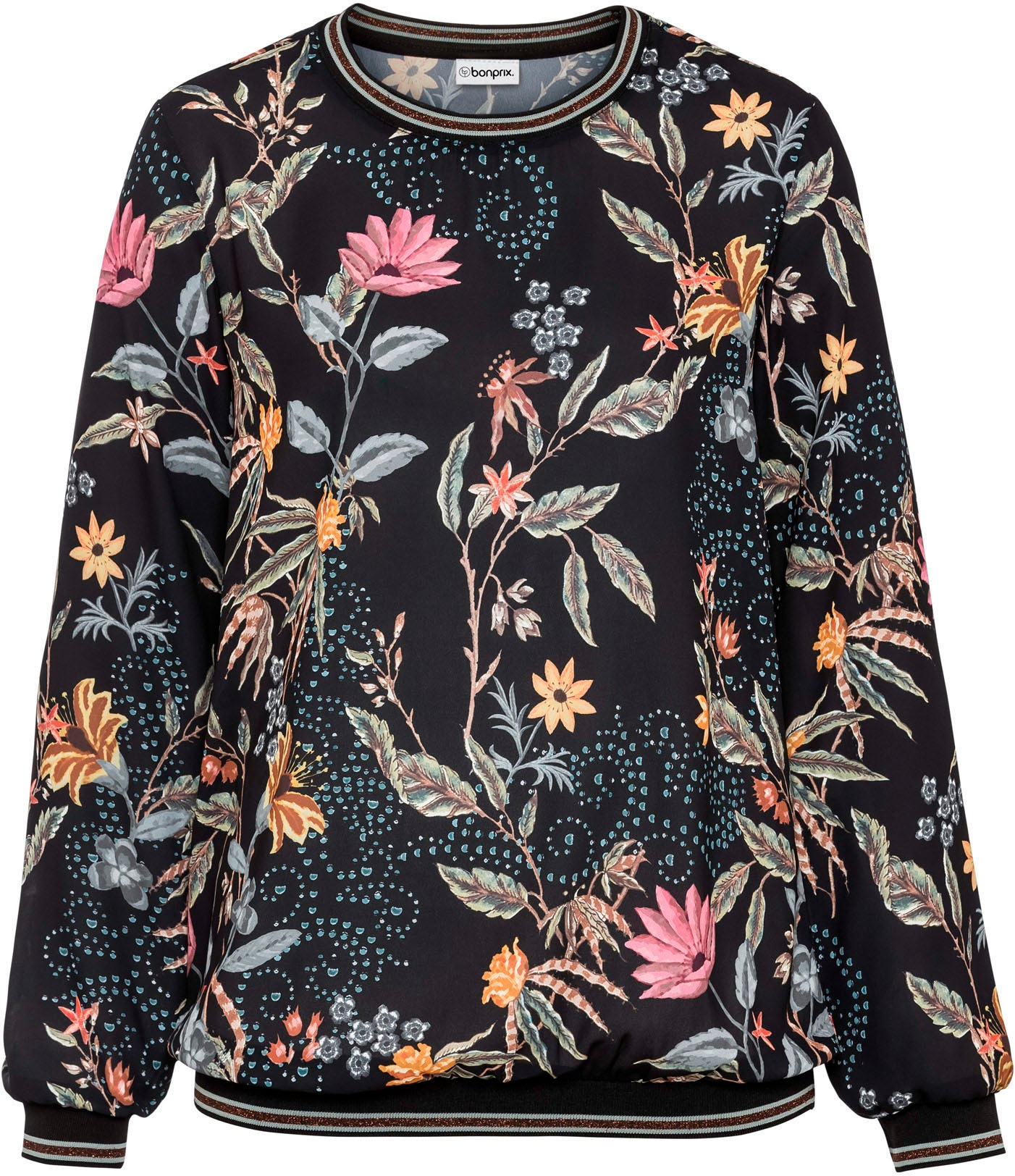 bonprix Langarmbluse lockere Passform, aus Polyester, eleganter Stil